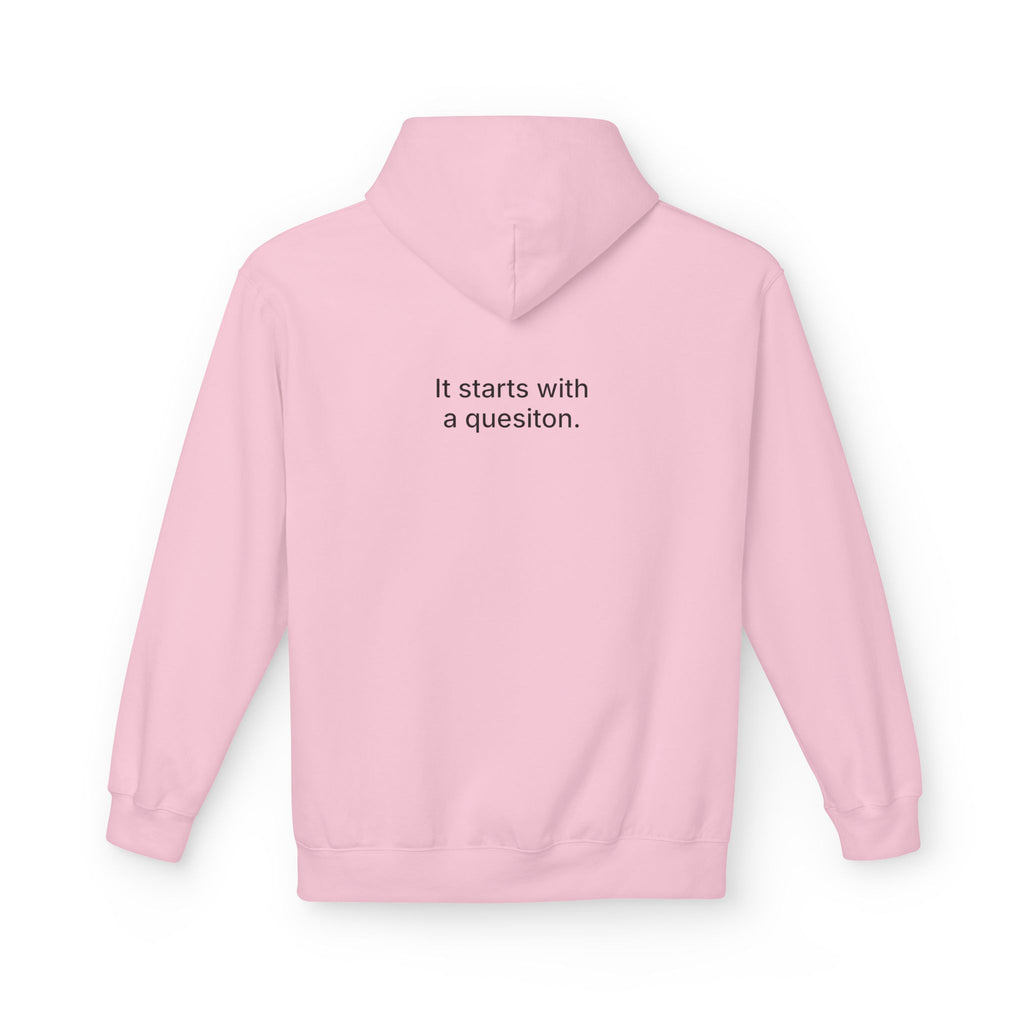 Curiosity Black Logo Hoodie | It starts with a question text