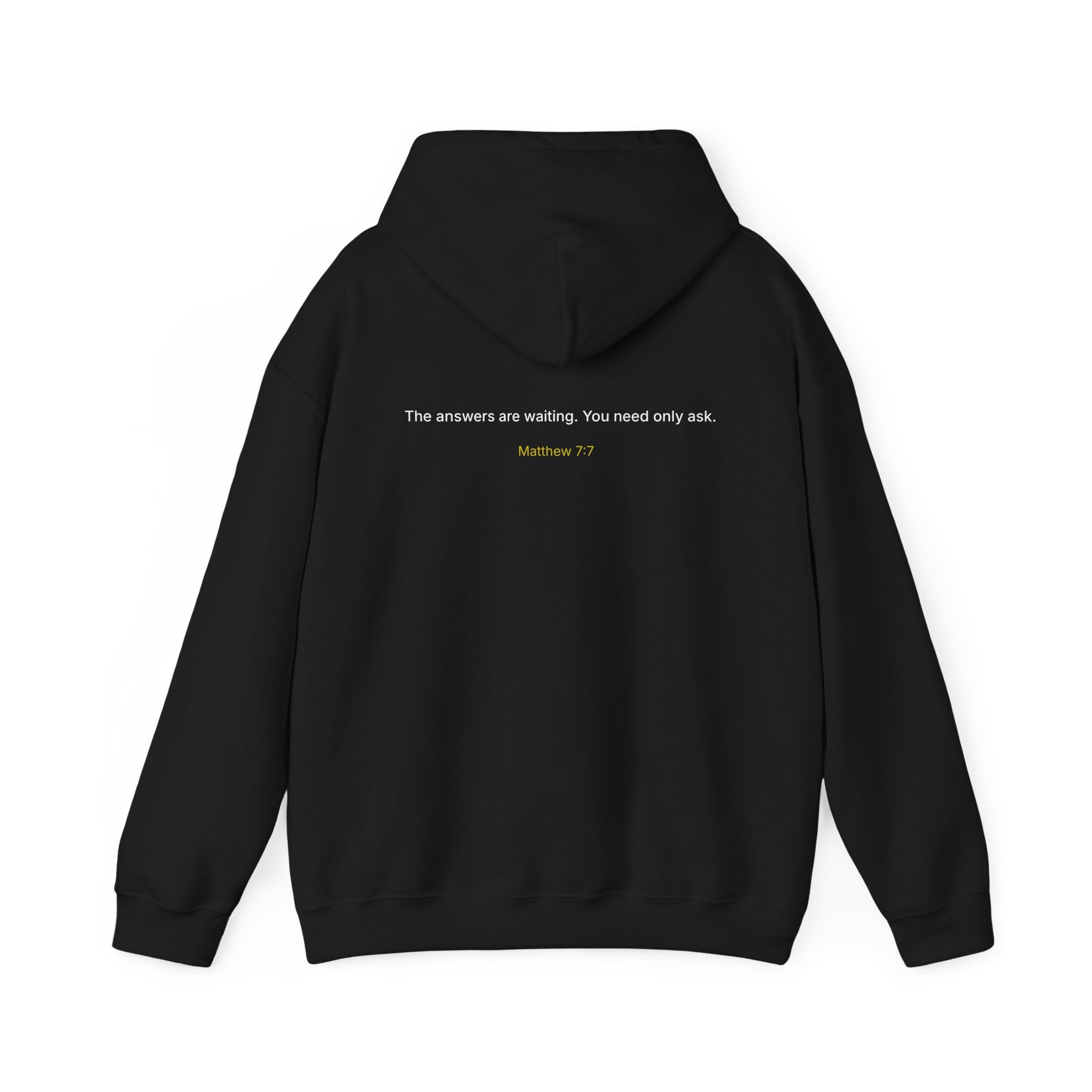 Curiosity Logo Hoodie | "The answers are waiting." White text.