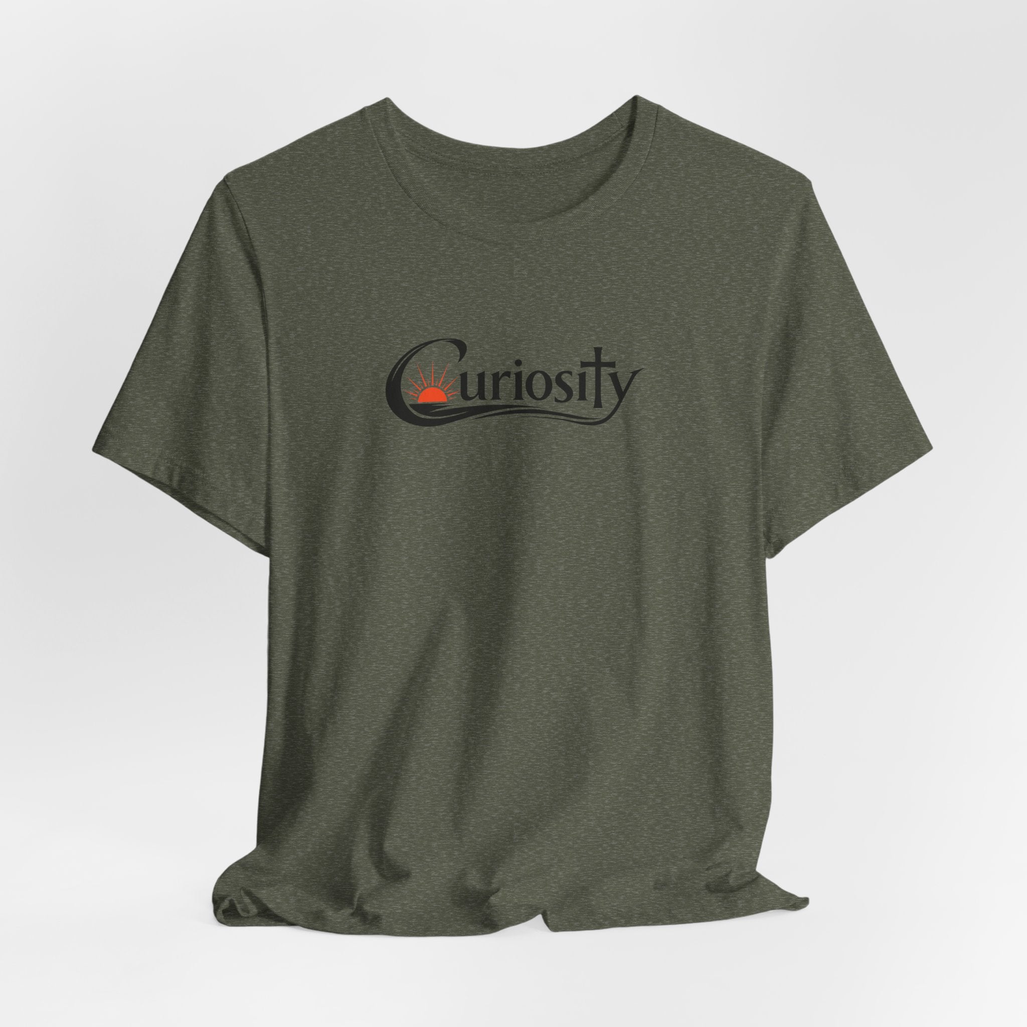 Curiosity Logo Tee | Black Curiosity Text Graphic T-Shirt, Minimal Science Design