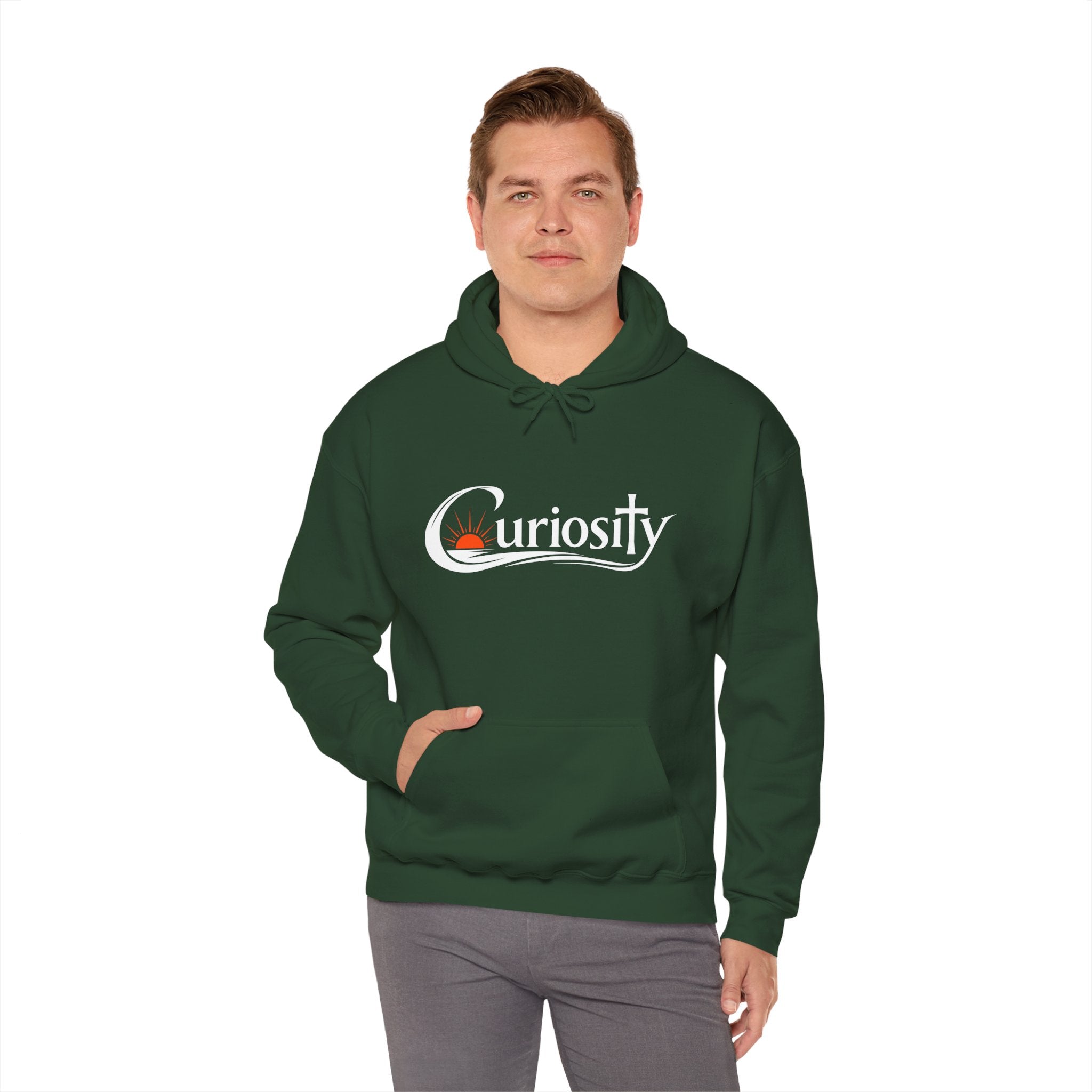 Curiosity Logo Hoodie | "The answers are waiting." White text.