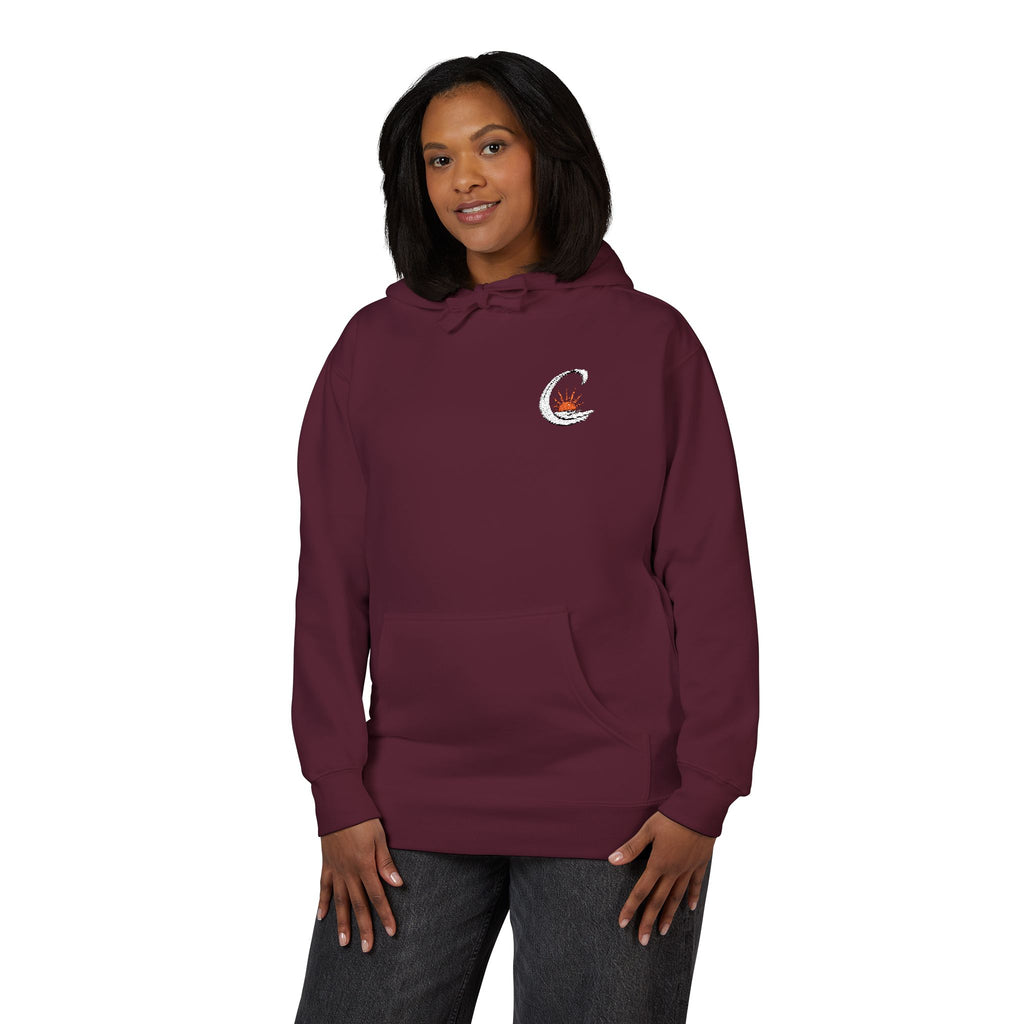 Curiosity White Emblem Hoodie | Small Chest Graphic,  Pullover