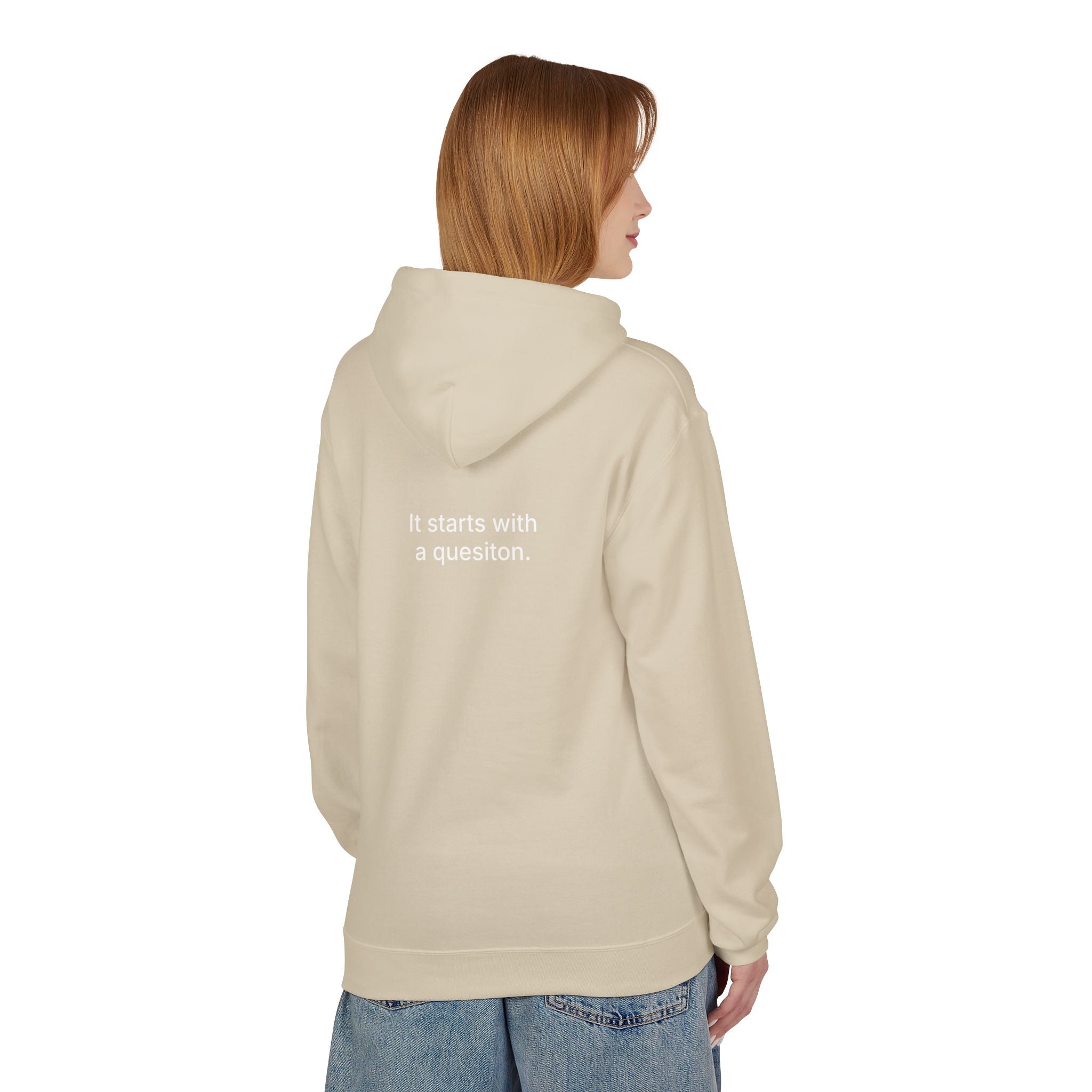 Curiosity Logo Hoodie | It starts with a question text