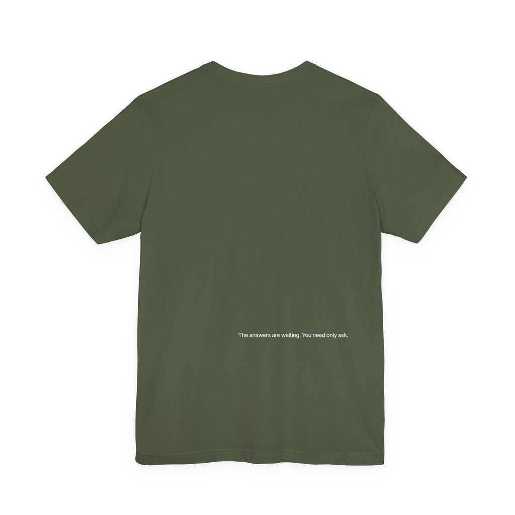 Curiosity Logo Tee | White Curiosity Text Graphic T-Shirt, Minimalist Science Design