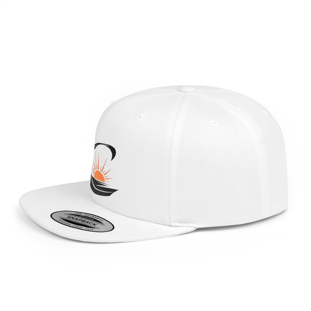 Curiosity Emblem Flat Bill Snapback | Embroidered Cap