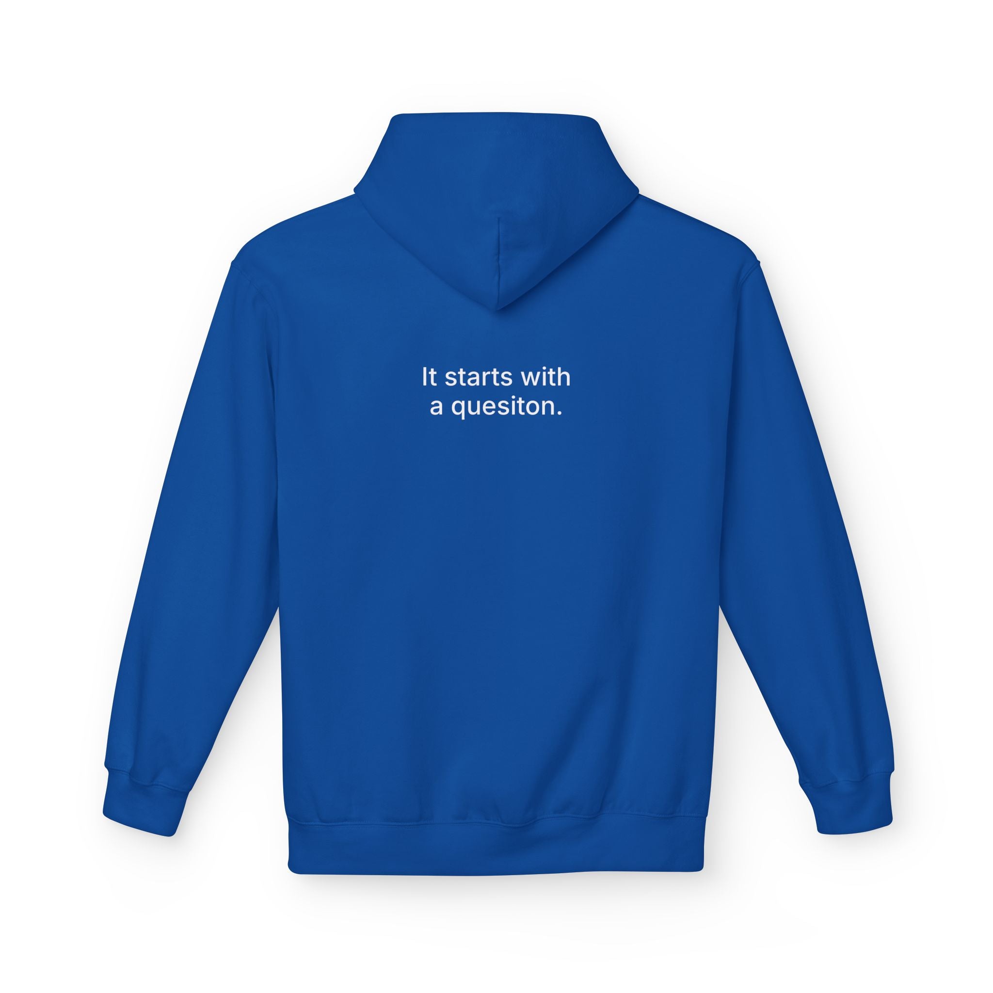 Curiosity Logo Hoodie | It starts with a question text