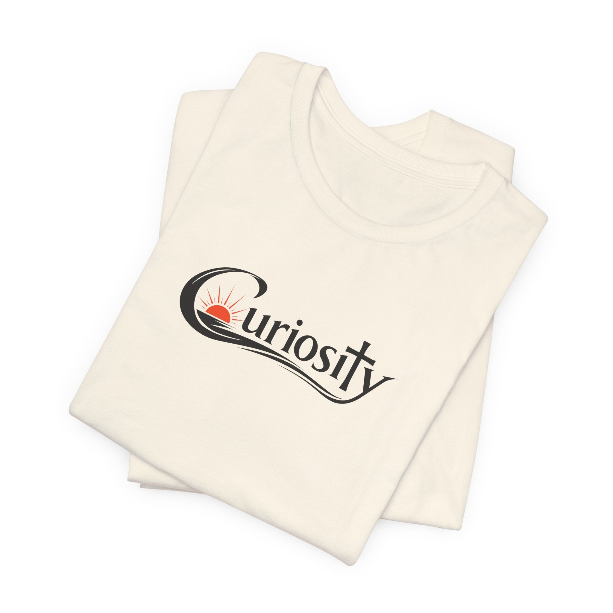 Curiosity Logo Tee | Black Curiosity Text Graphic T-Shirt, Minimal Science Design