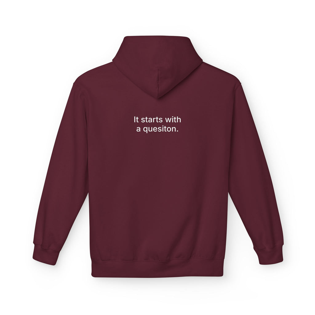 Curiosity Logo Hoodie | It starts with a question text