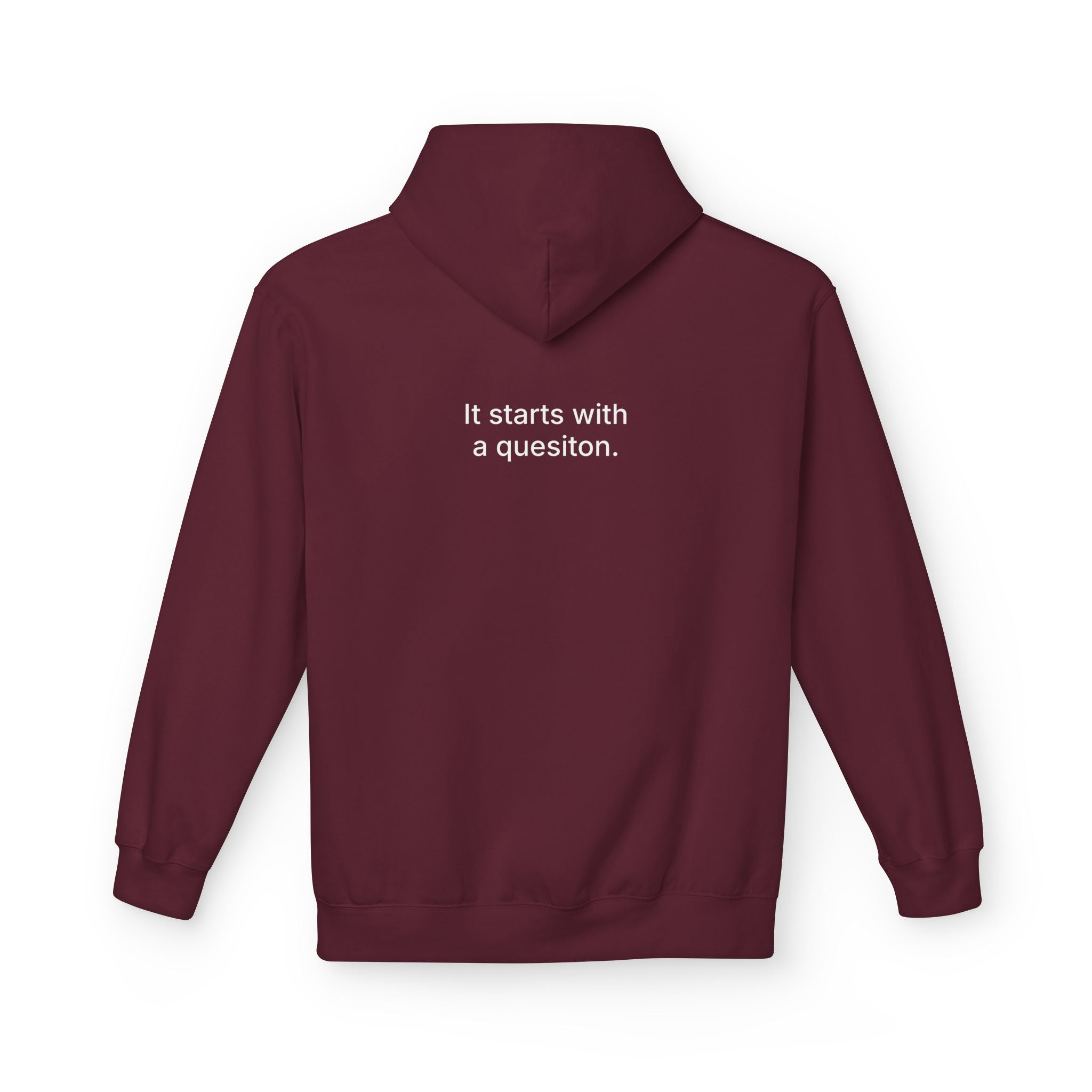 Curiosity Logo Hoodie | It starts with a question text