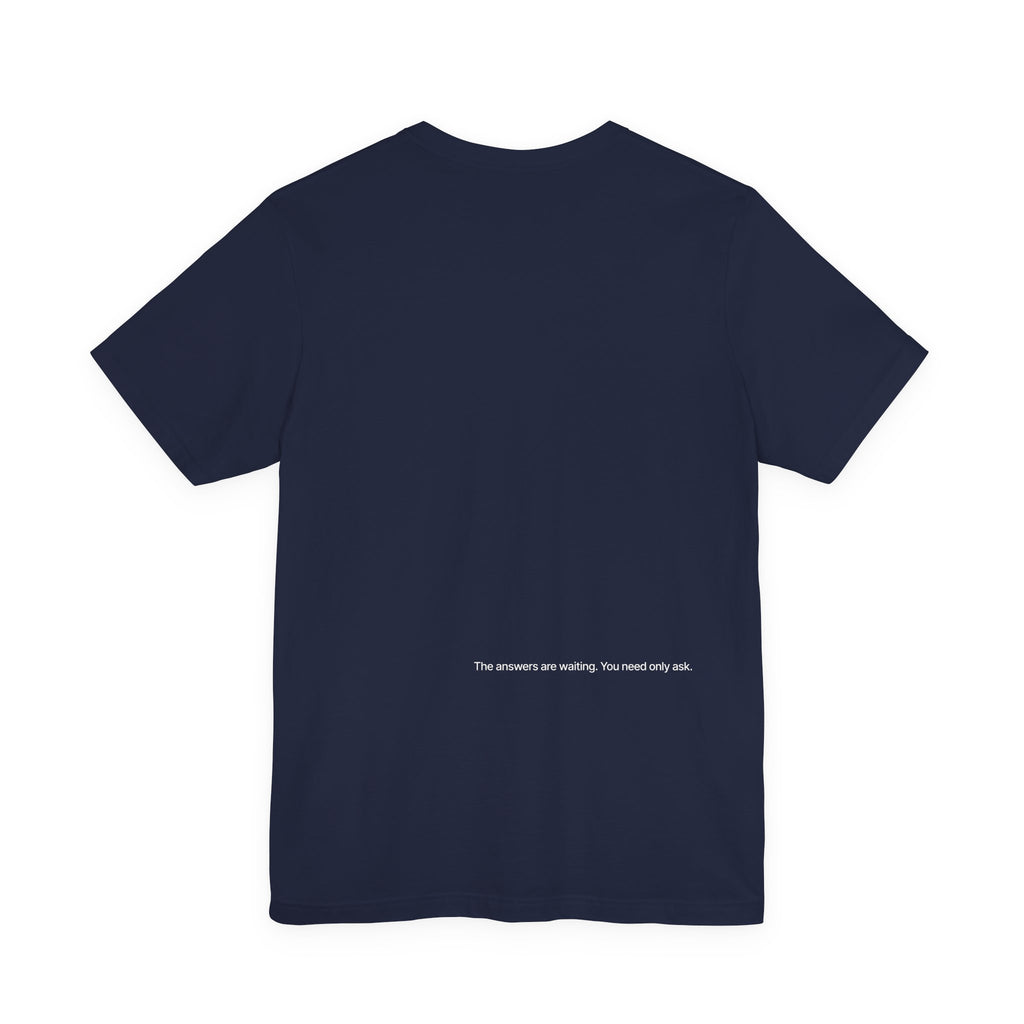 Curiosity Logo Tee | White Curiosity Text Graphic T-Shirt, Minimalist Science Design