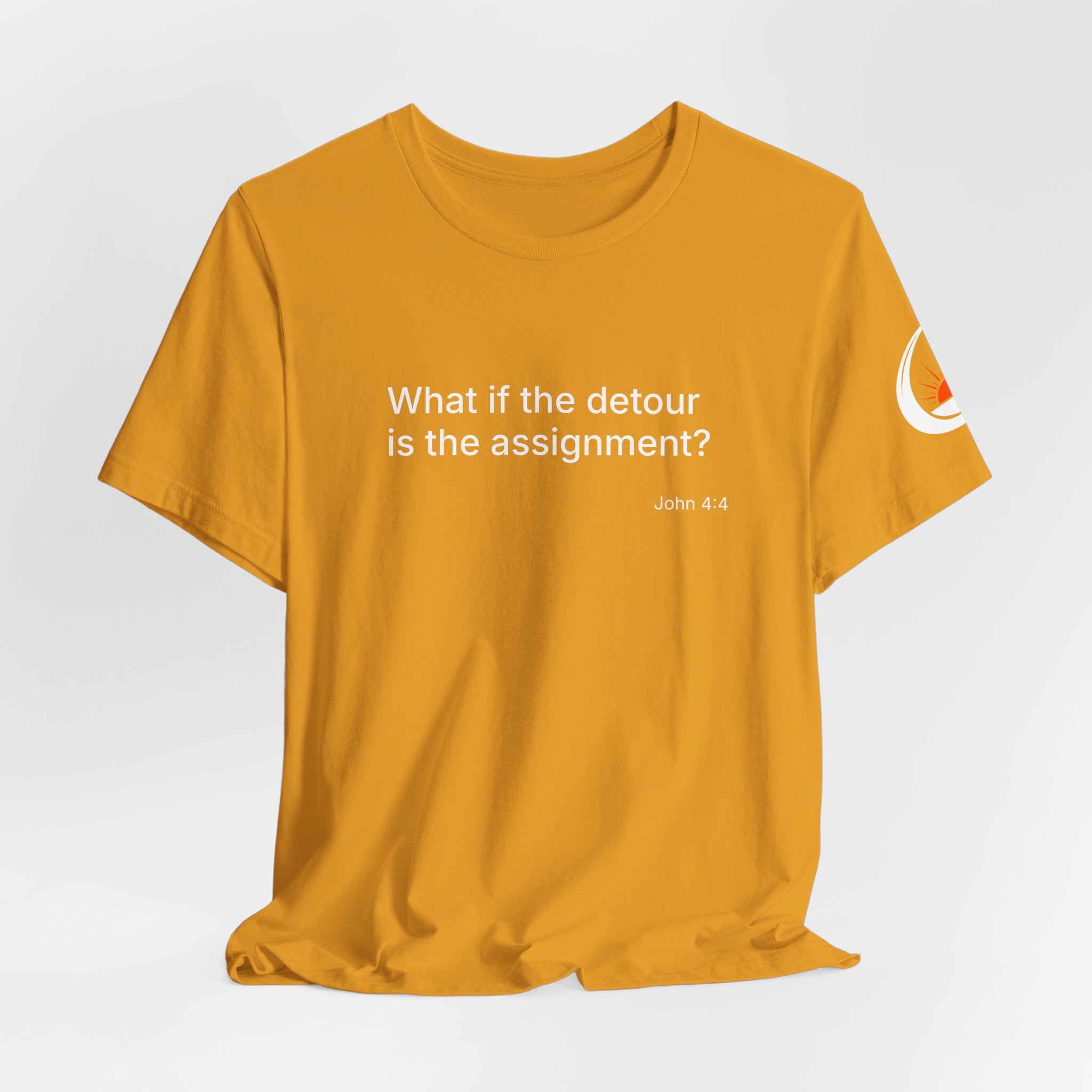 "What if the detour is the assignment?" – White Lettering & Logo - Minimal Motivational T-Shirt