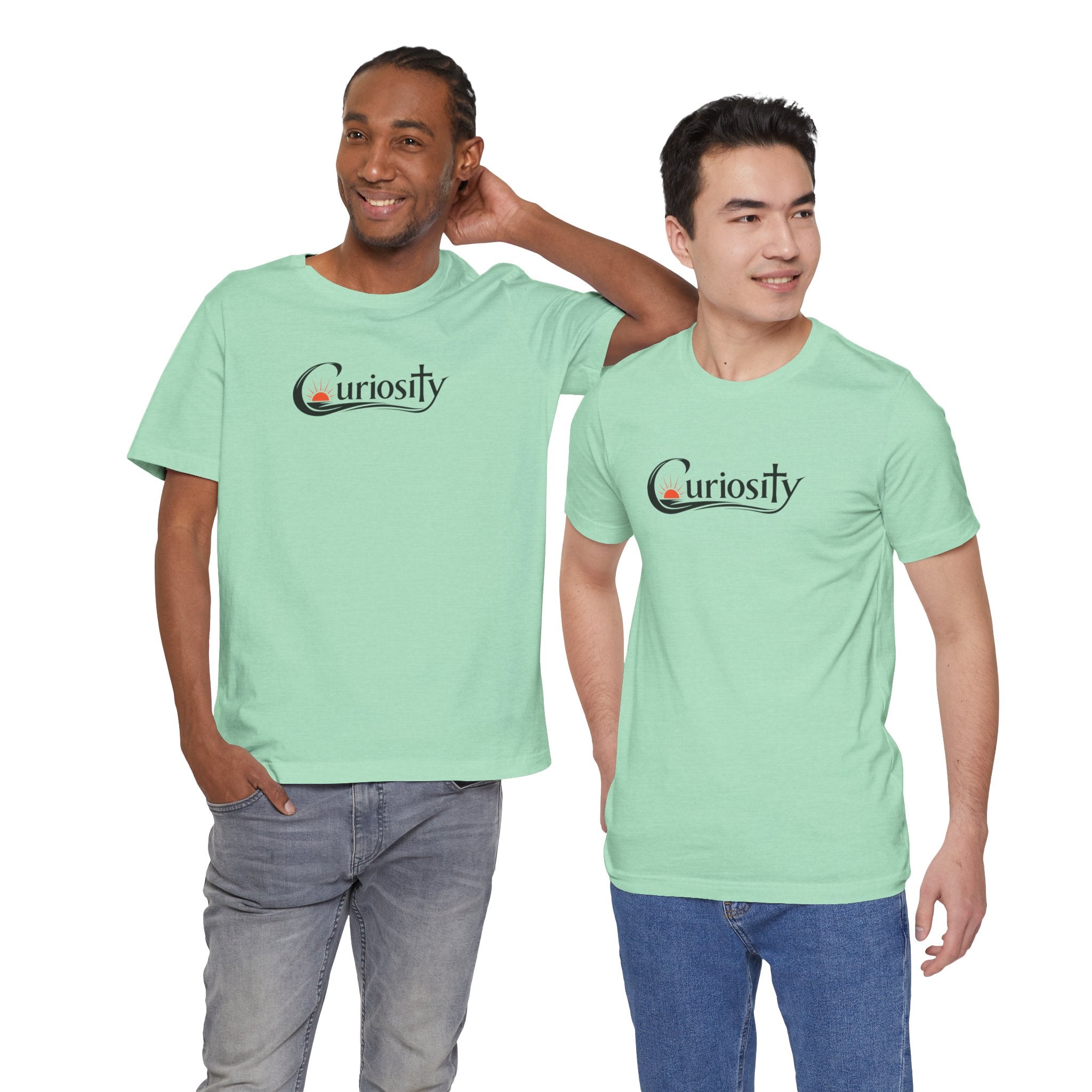 Curiosity Logo Tee | Black Curiosity Text Graphic T-Shirt, Minimal Science Design