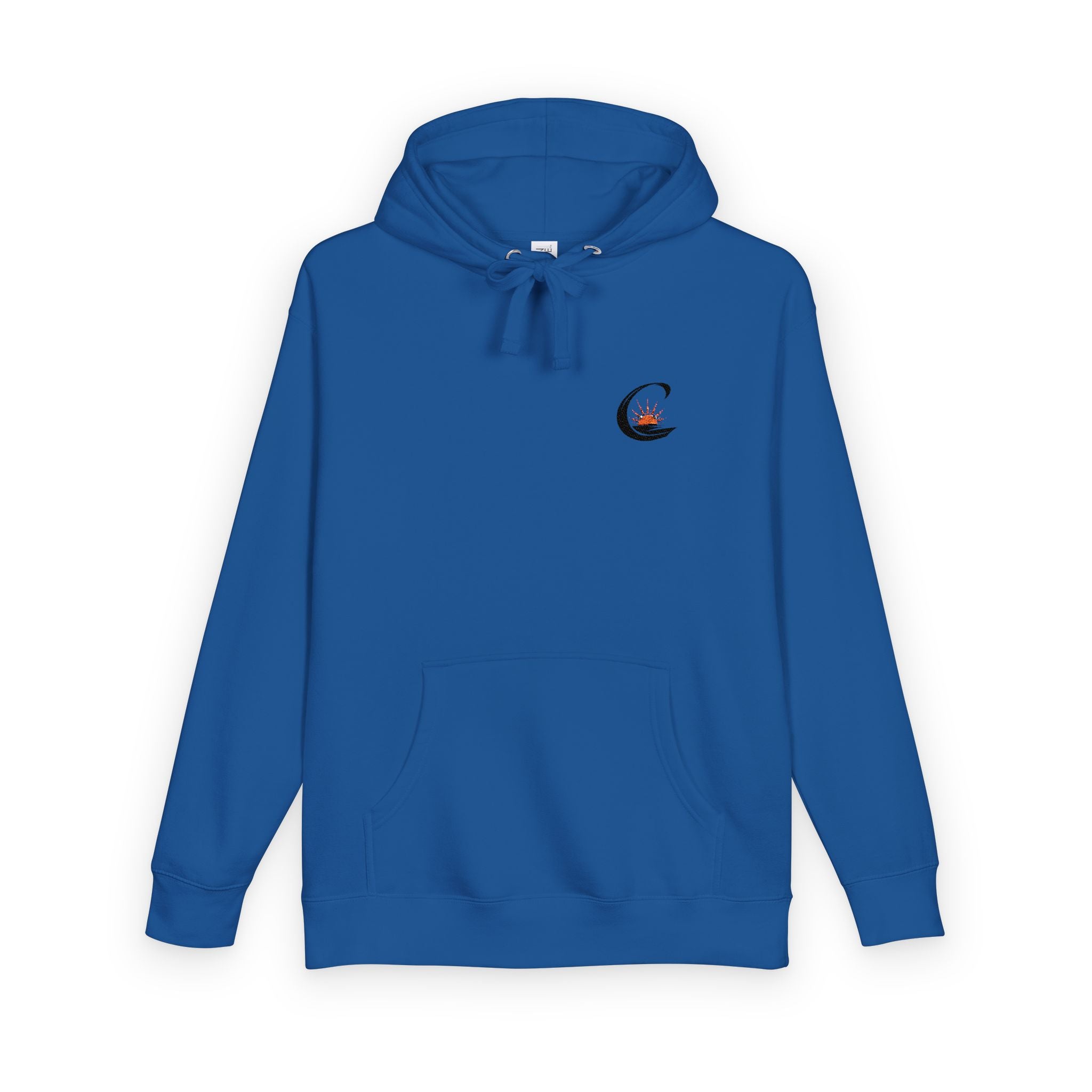 Curiosity Black Emblem Hoodie | Small Chest Graphic, Cream Pullover