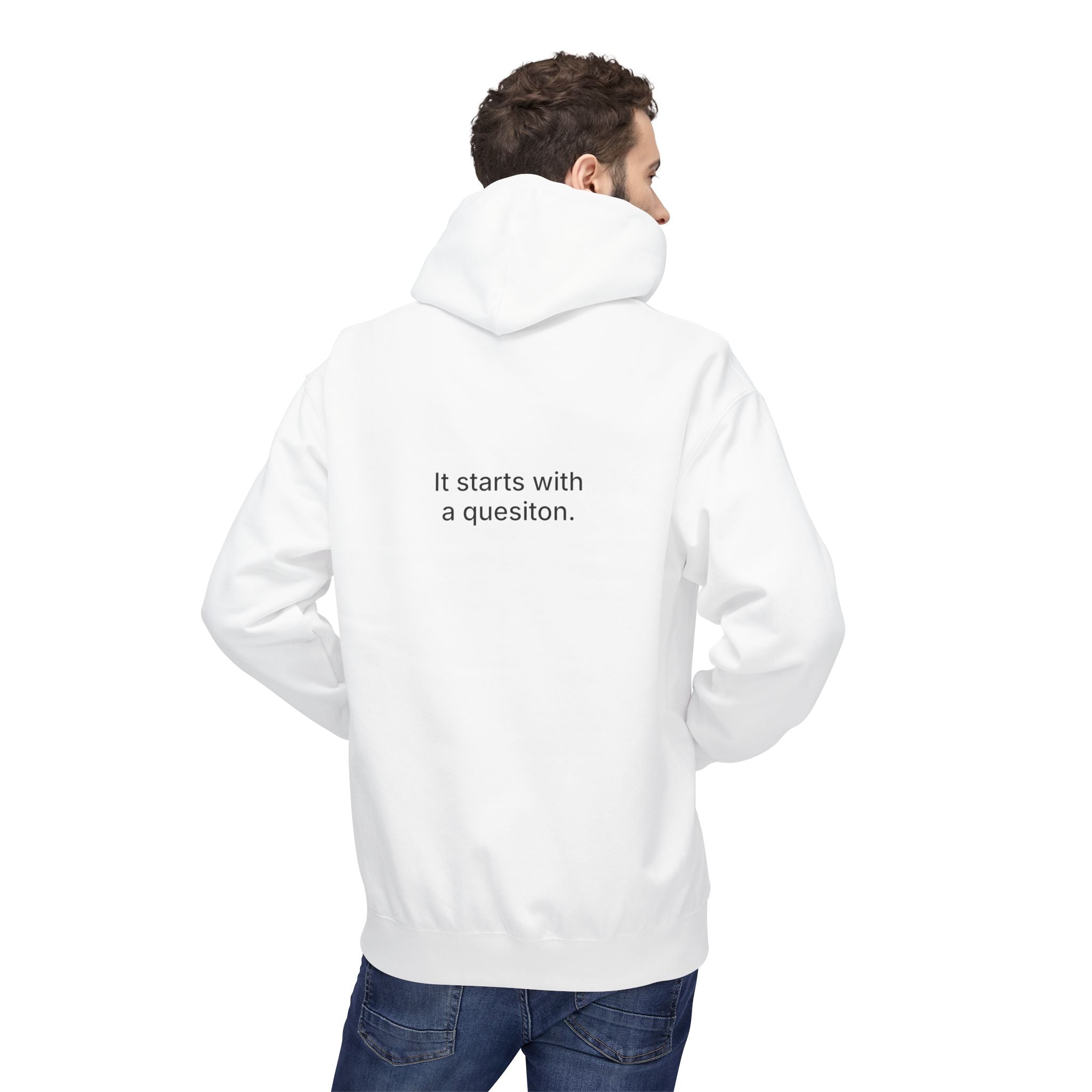 Curiosity Black Logo Hoodie | It starts with a question text