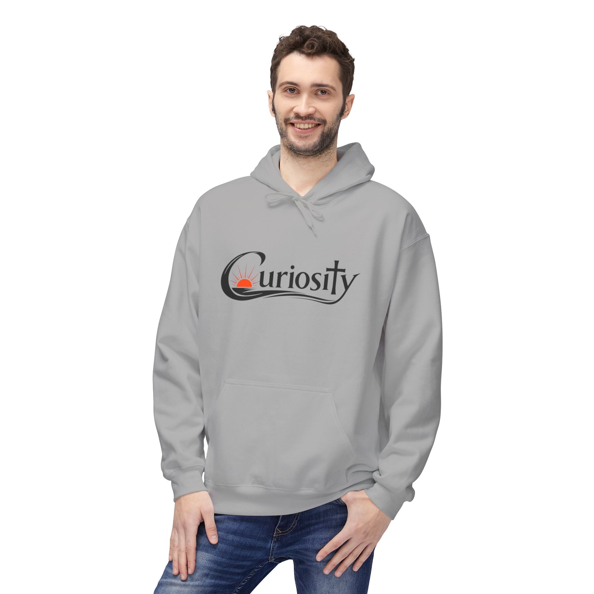 Curiosity Black Logo Hoodie | It starts with a question text