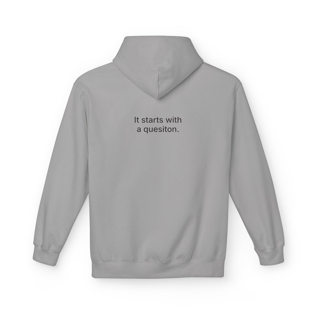 Curiosity Black Logo Hoodie | It starts with a question text