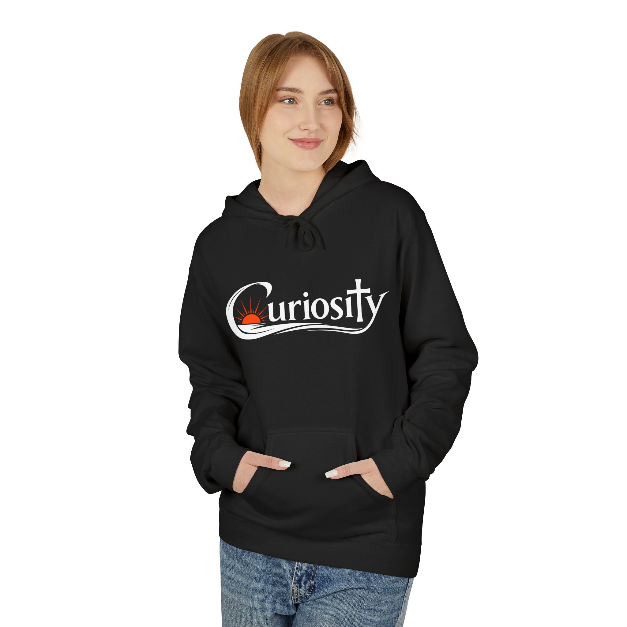 Curiosity Logo Hoodie | It starts with a question text