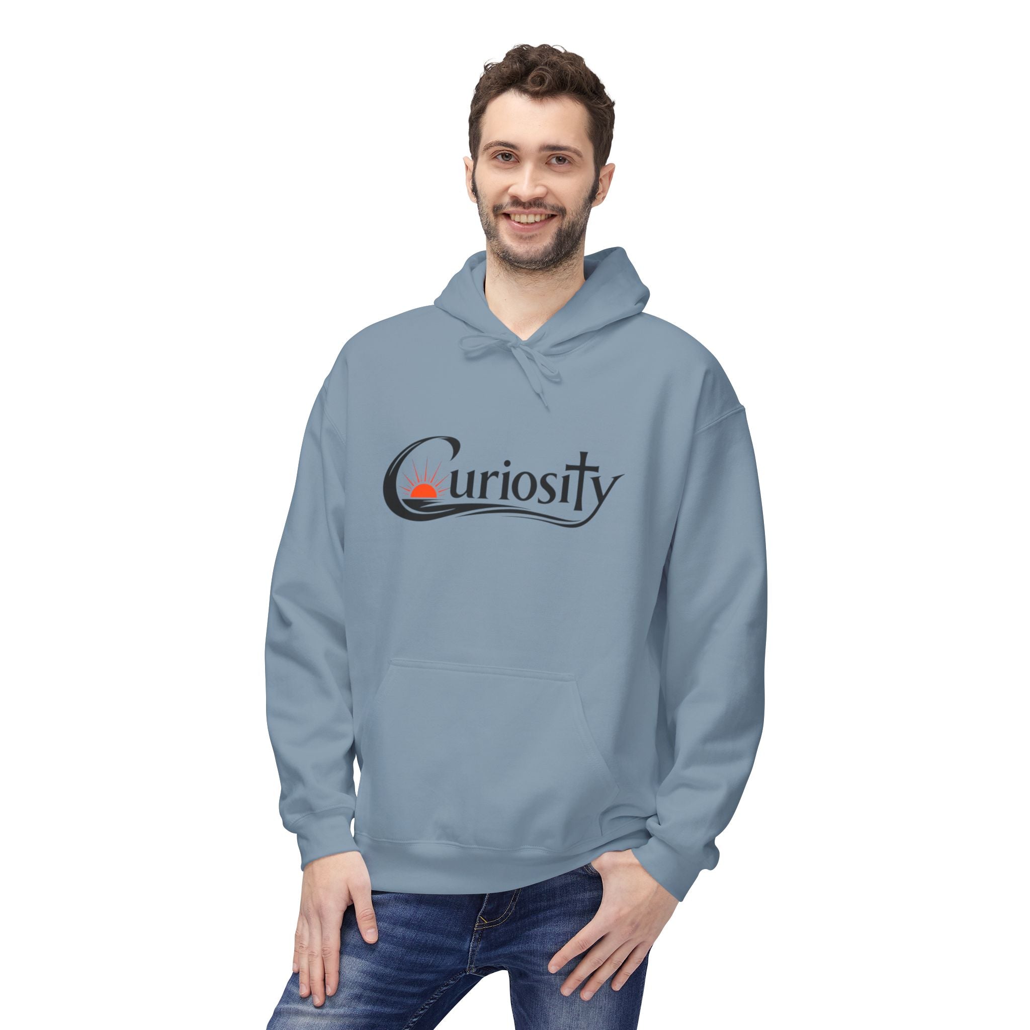 Curiosity Black Logo Hoodie | It starts with a question text