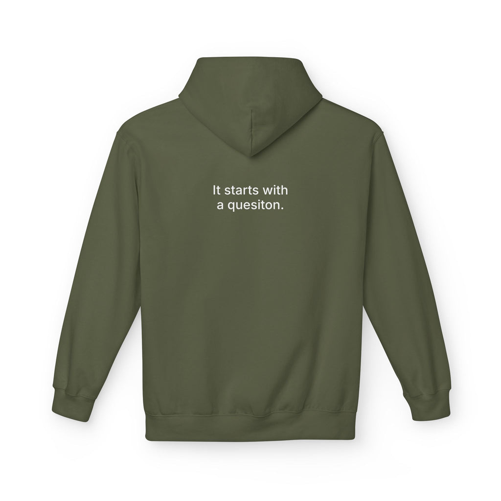 Curiosity Logo Hoodie | It starts with a question text