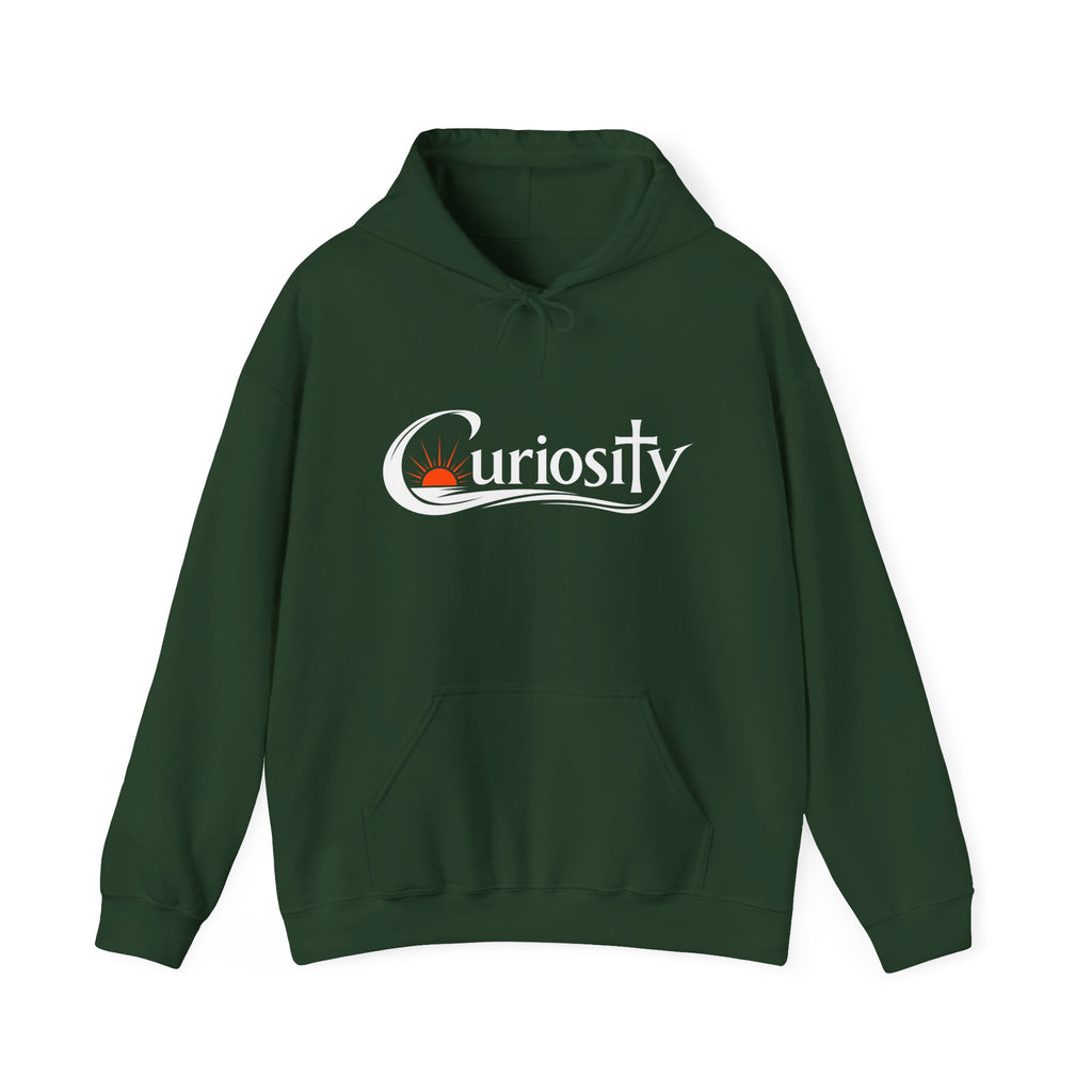 Curiosity Logo Hoodie | "The answers are waiting." White text.