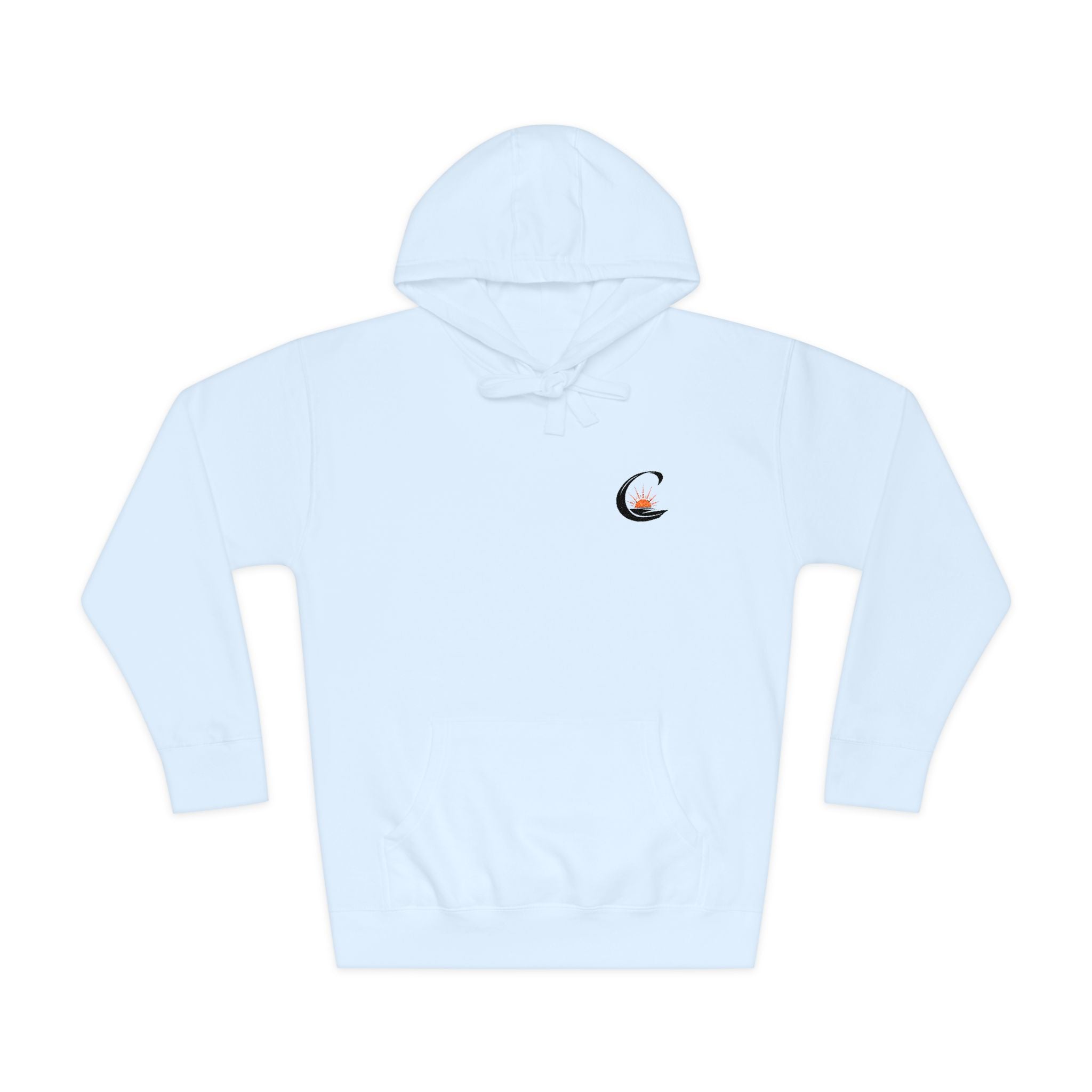 Curiosity Black Emblem Hoodie | Small Chest Graphic, Cream Pullover