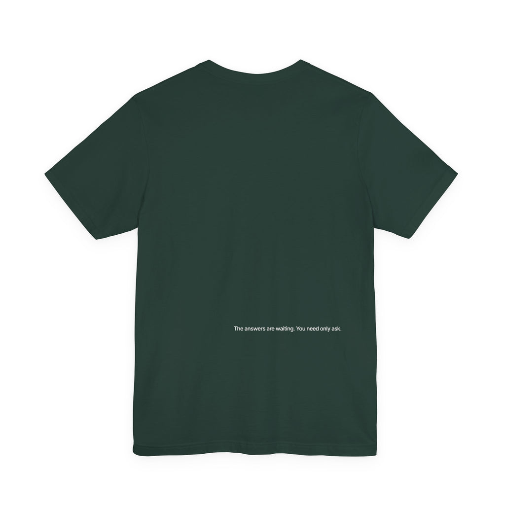 Curiosity Logo Tee | White Curiosity Text Graphic T-Shirt, Minimalist Science Design