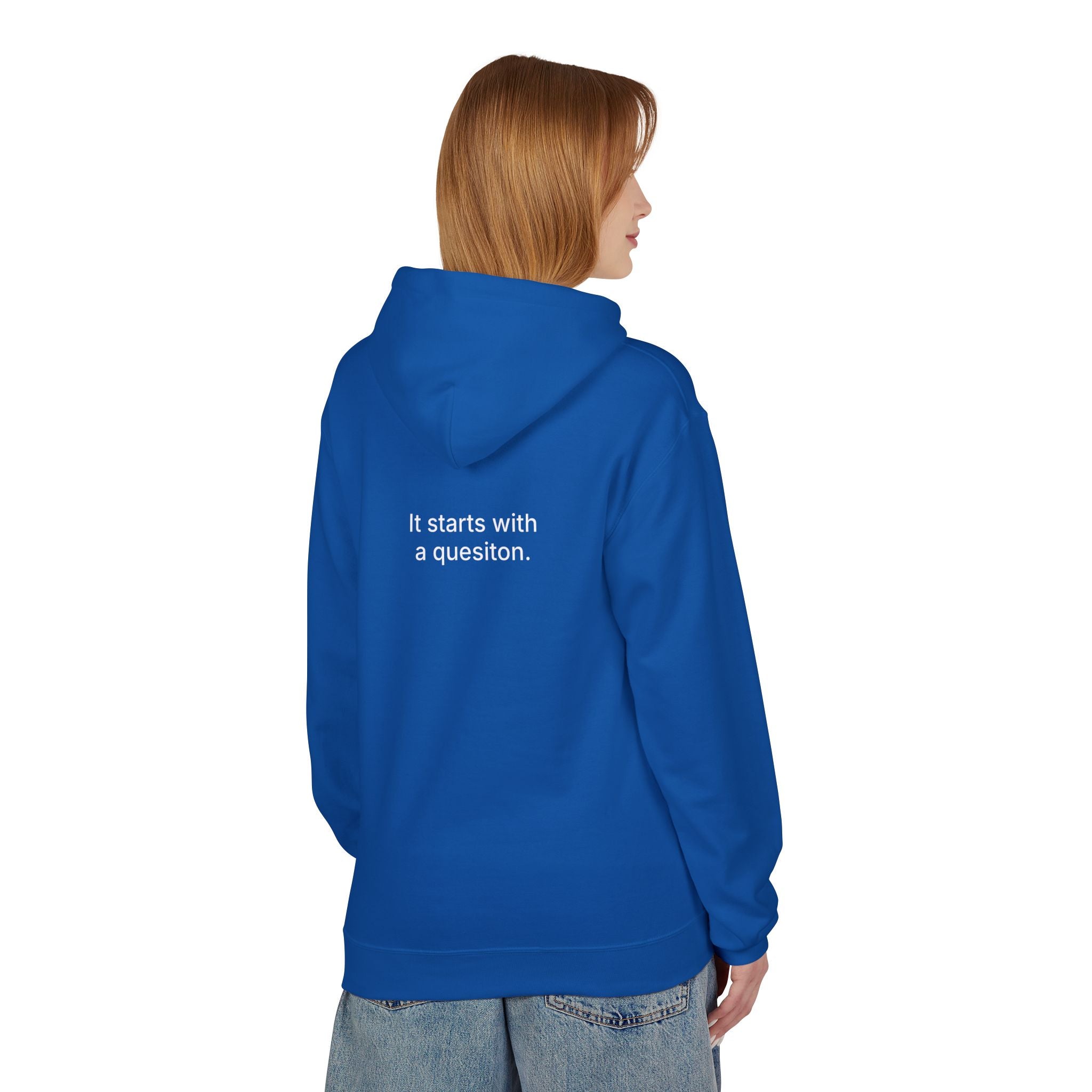 Curiosity Logo Hoodie | It starts with a question text
