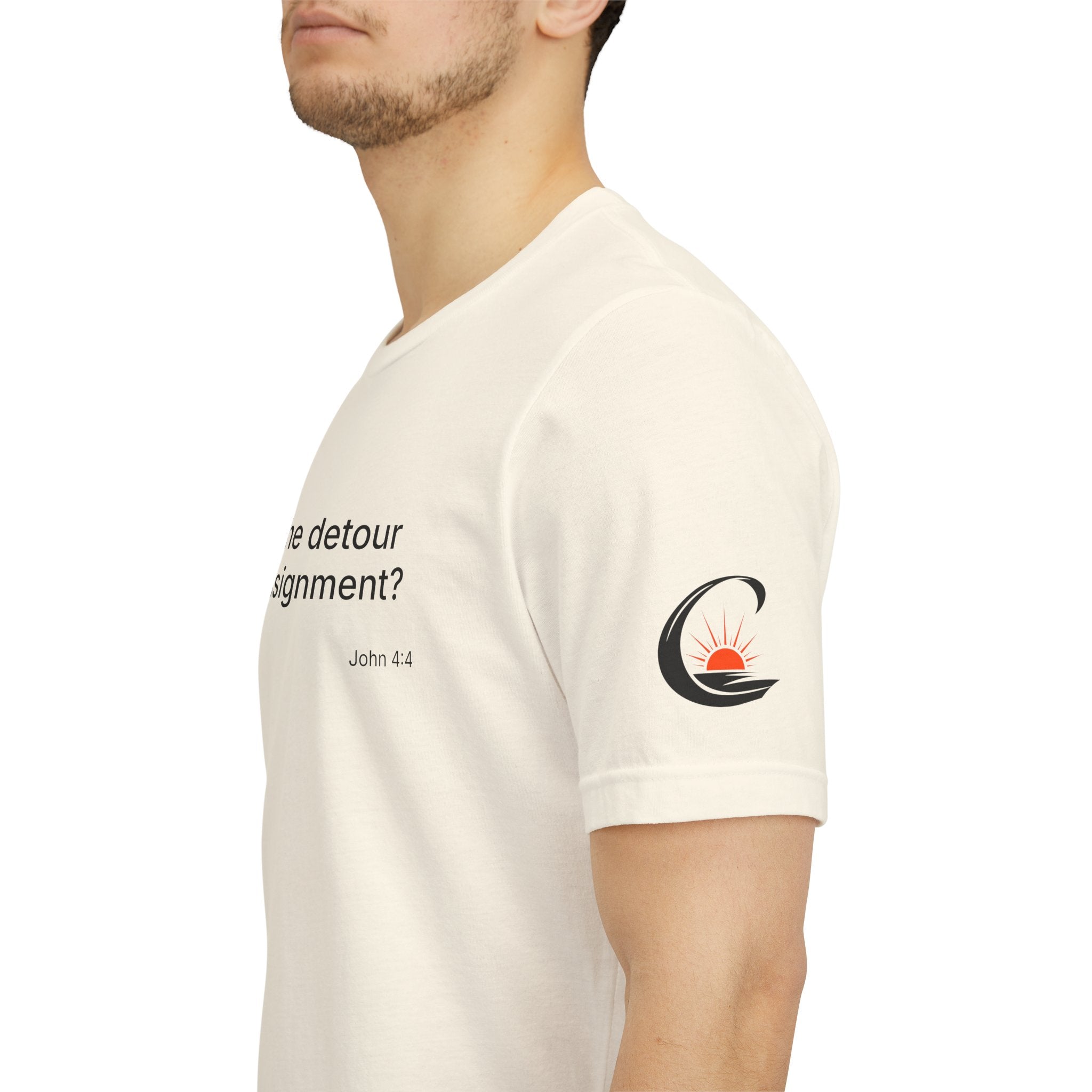 "What if the detour is the assignment?" Black Lettering & Logo – Minimal Motivational T-Shirt