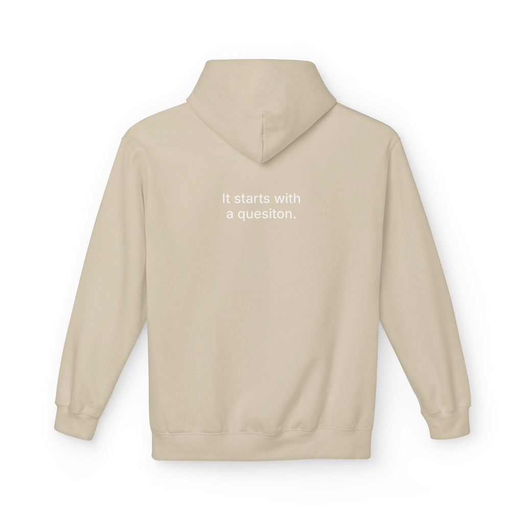 Curiosity Logo Hoodie | It starts with a question text