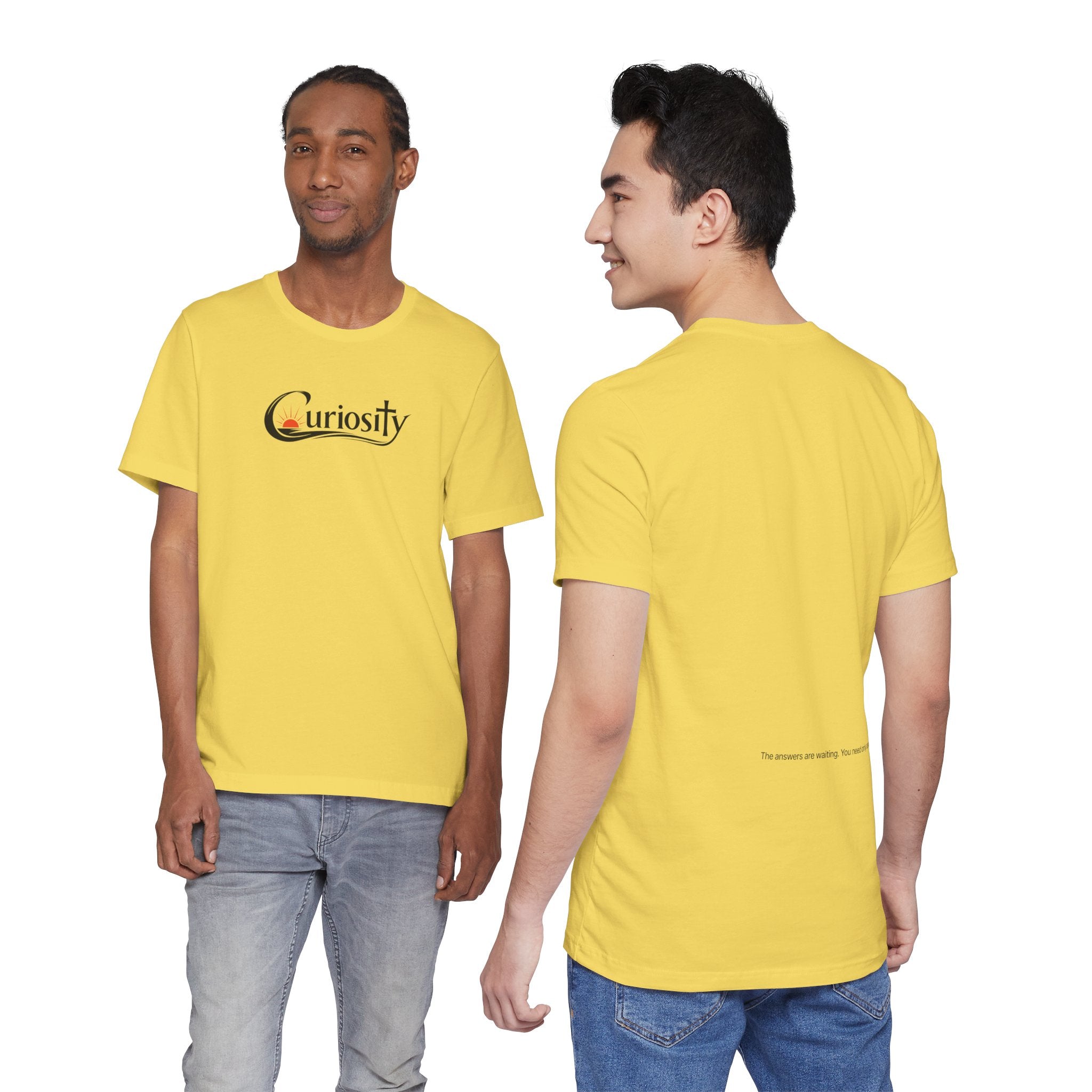 Curiosity Logo Tee | Black Curiosity Text Graphic T-Shirt, Minimal Science Design