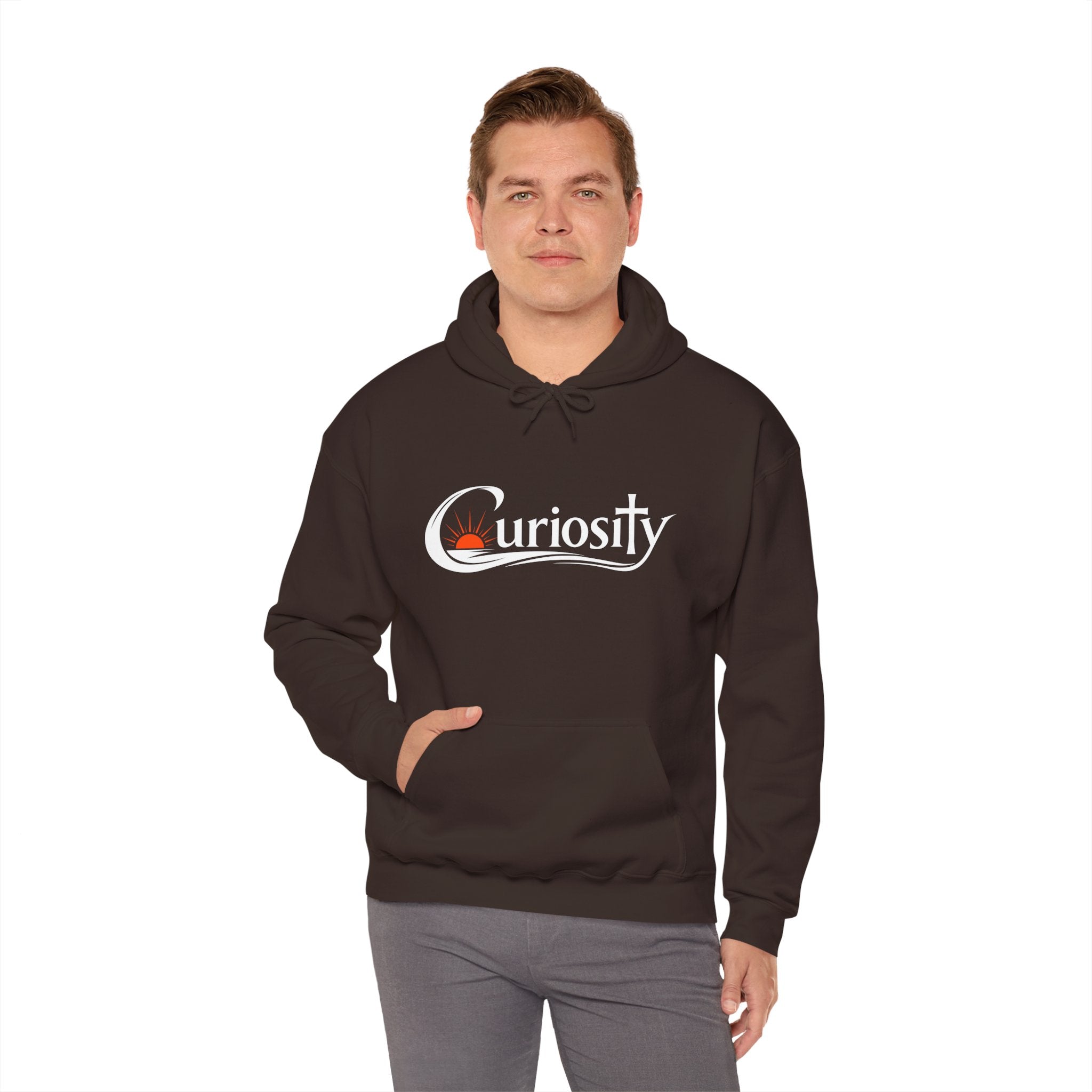 Curiosity Logo Hoodie | "The answers are waiting." White text.