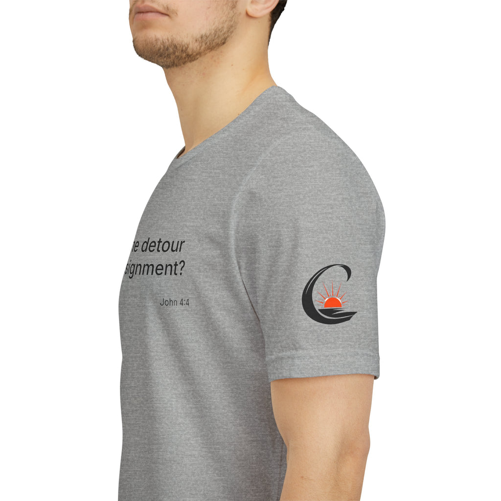 "What if the detour is the assignment?" Black Lettering & Logo – Minimal Motivational T-Shirt
