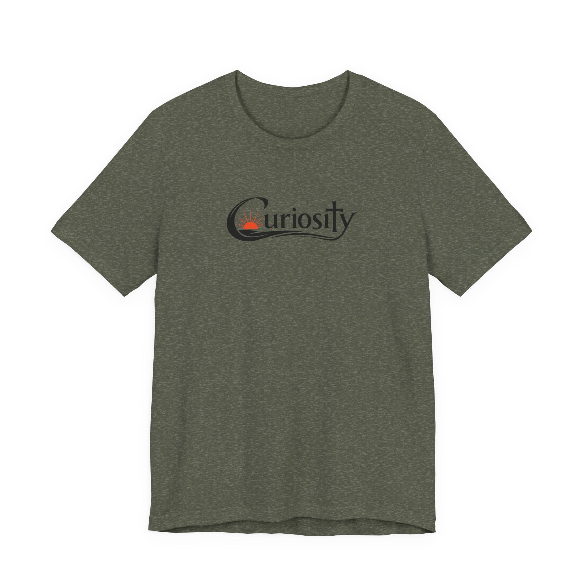 Curiosity Logo Tee | Black Curiosity Text Graphic T-Shirt, Minimal Science Design