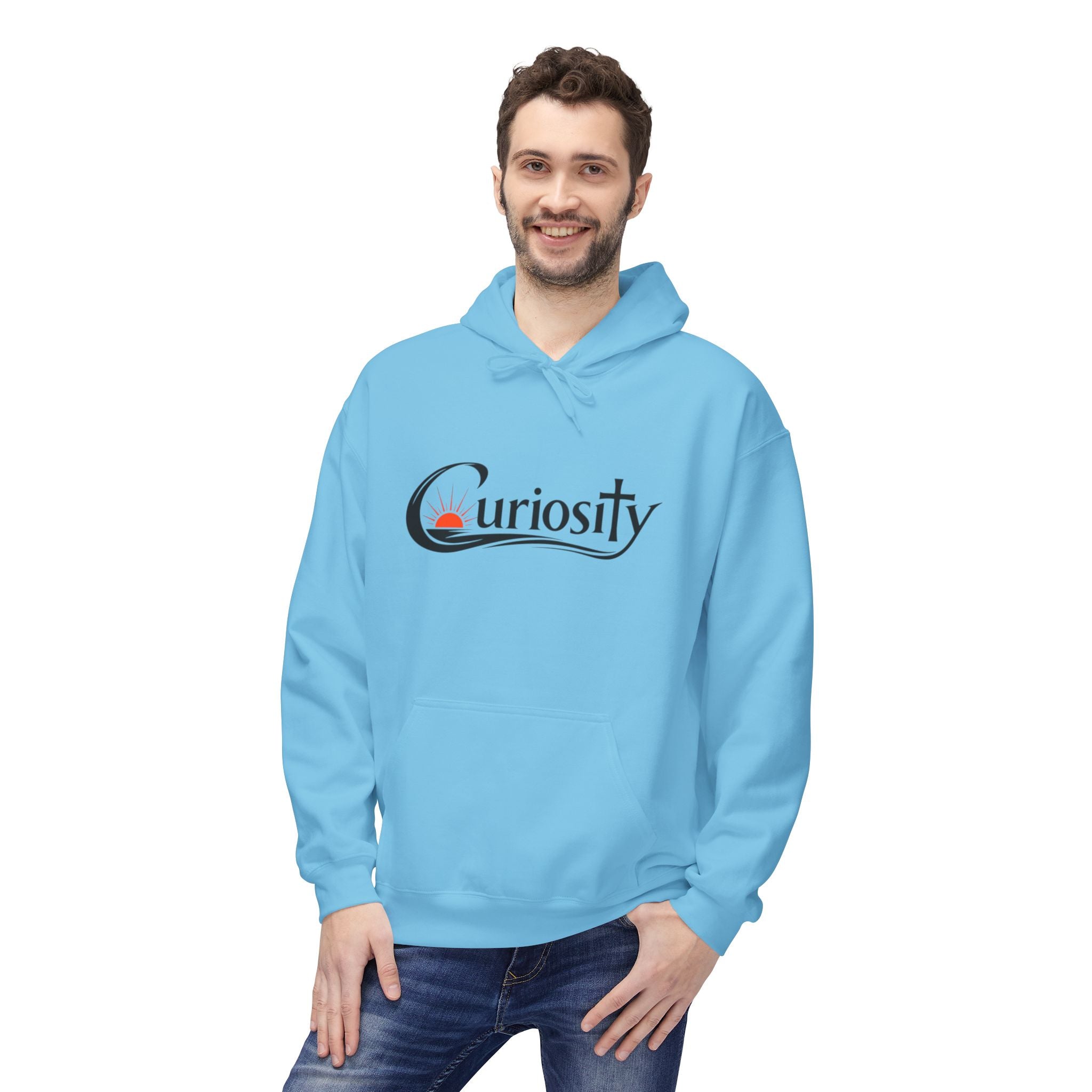 Curiosity Black Logo Hoodie | It starts with a question text