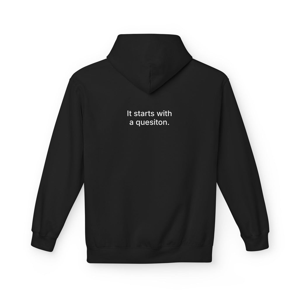 Curiosity Logo Hoodie | It starts with a question text