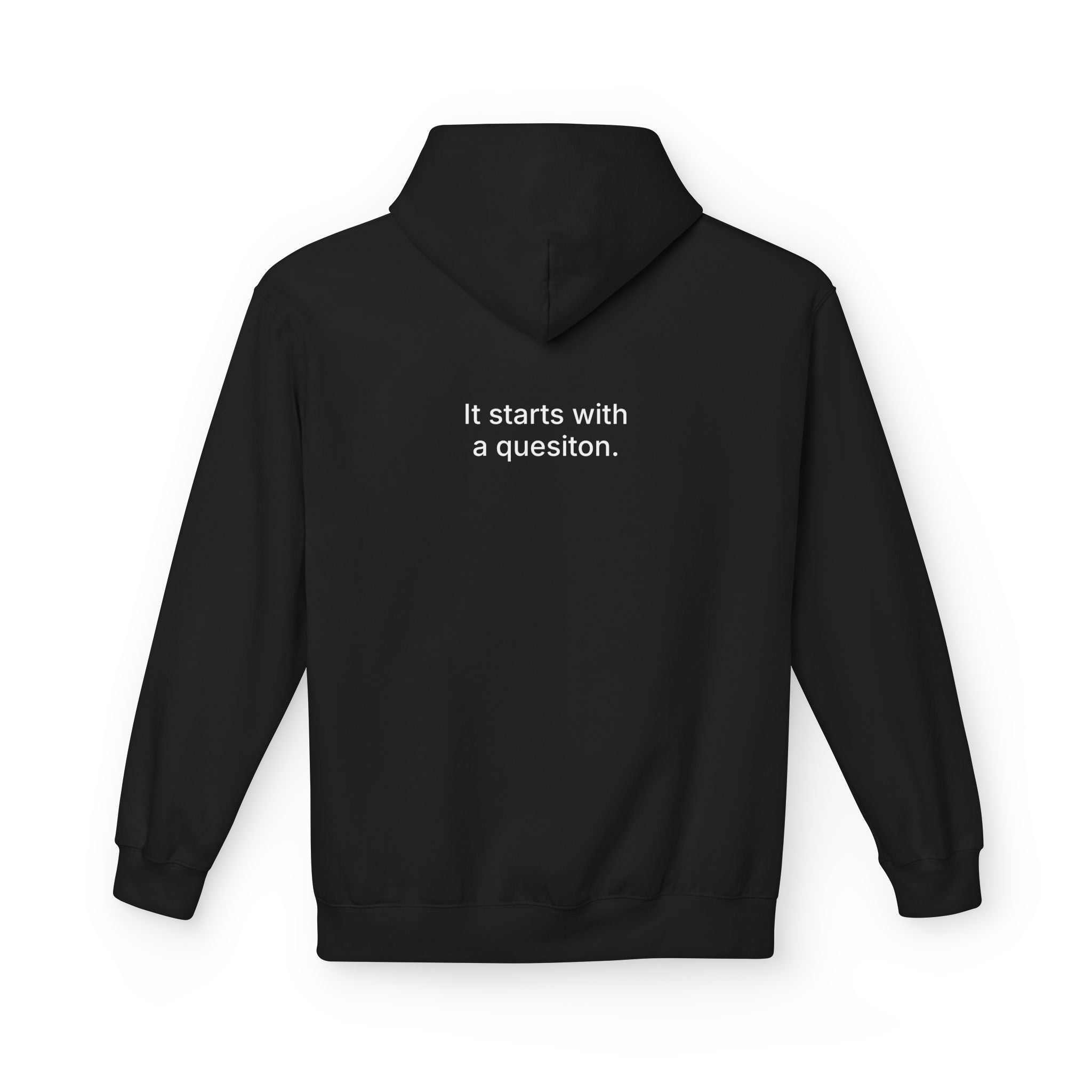 Curiosity Logo Hoodie | It starts with a question text