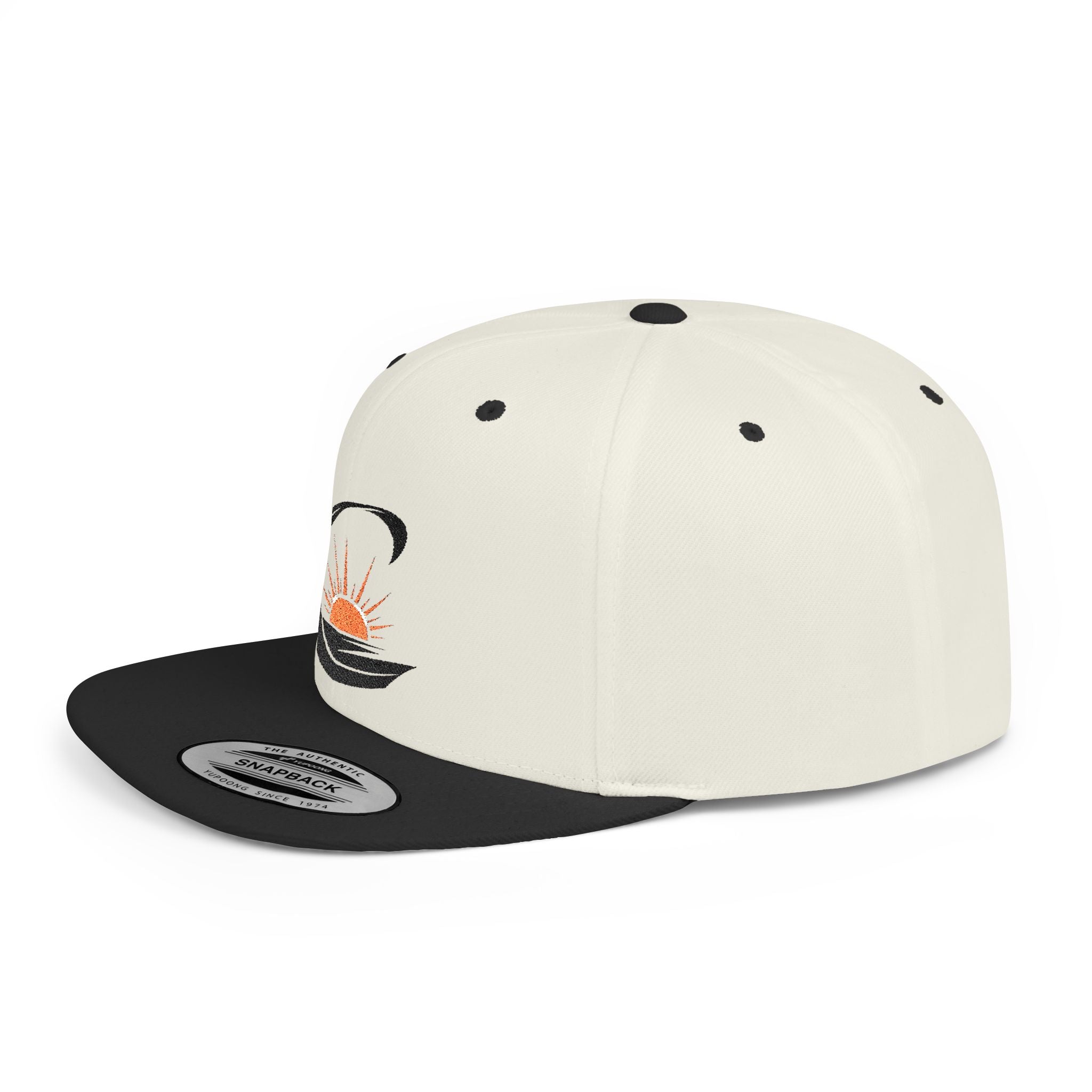Curiosity Emblem Flat Bill Snapback | Embroidered Cap