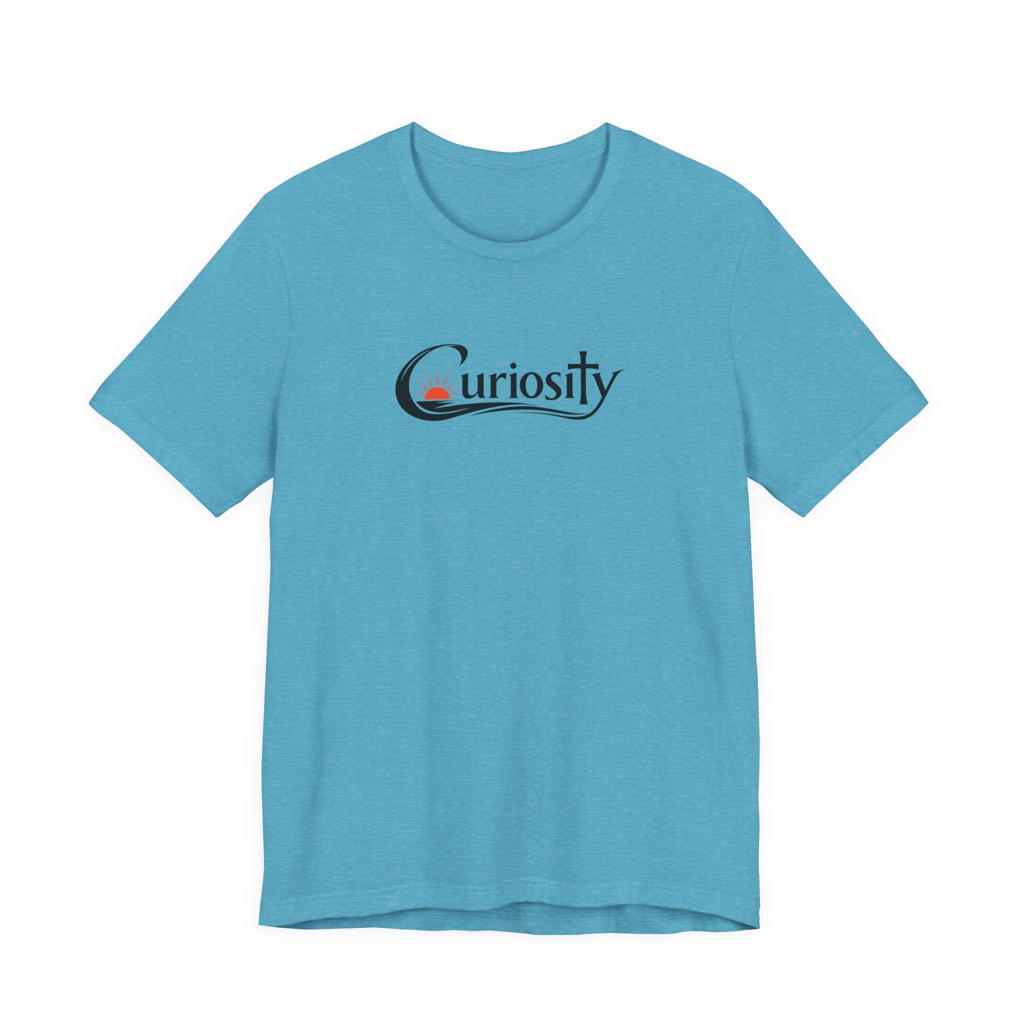 Curiosity Logo Tee | Black Curiosity Text Graphic T-Shirt, Minimal Science Design