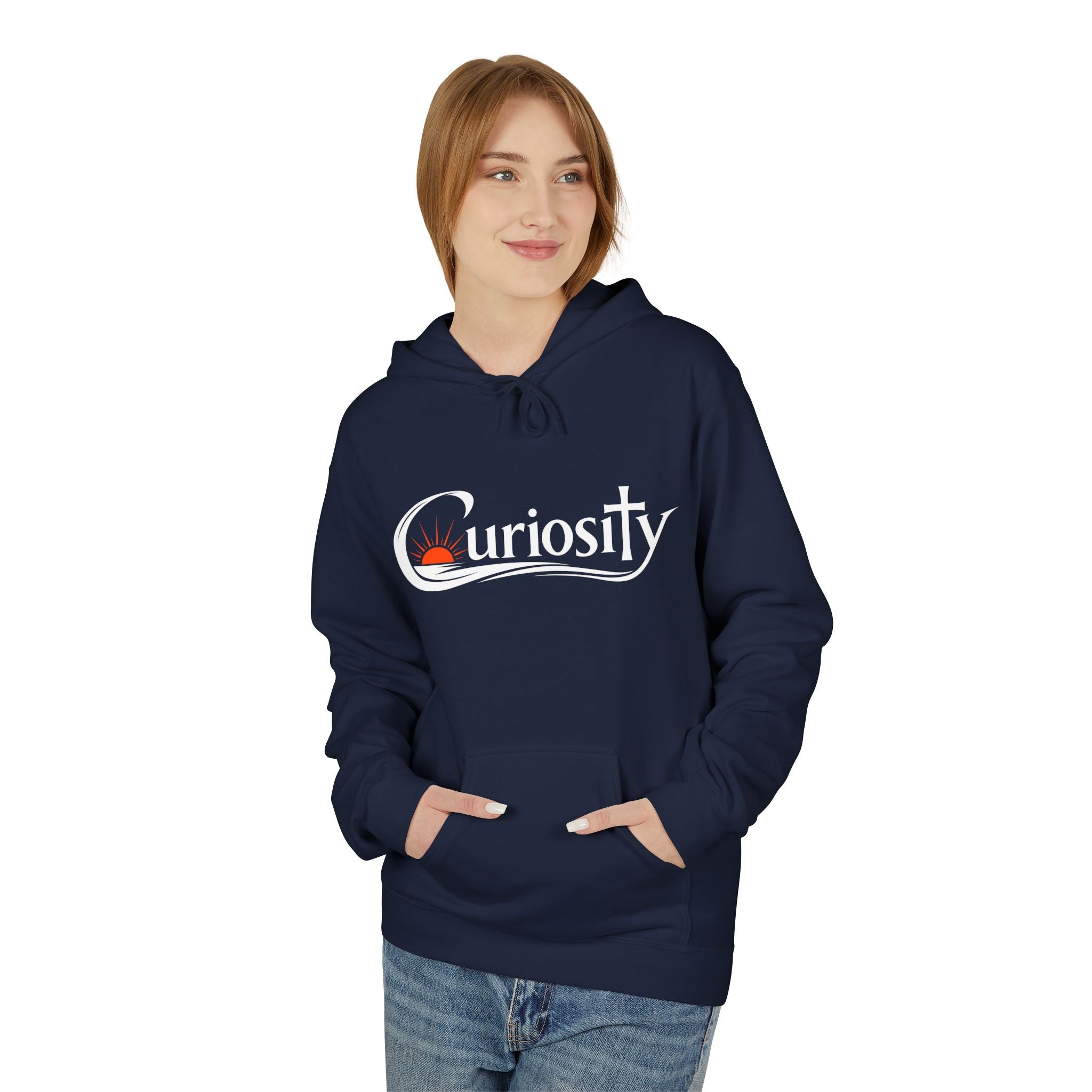 Curiosity Logo Hoodie | It starts with a question text