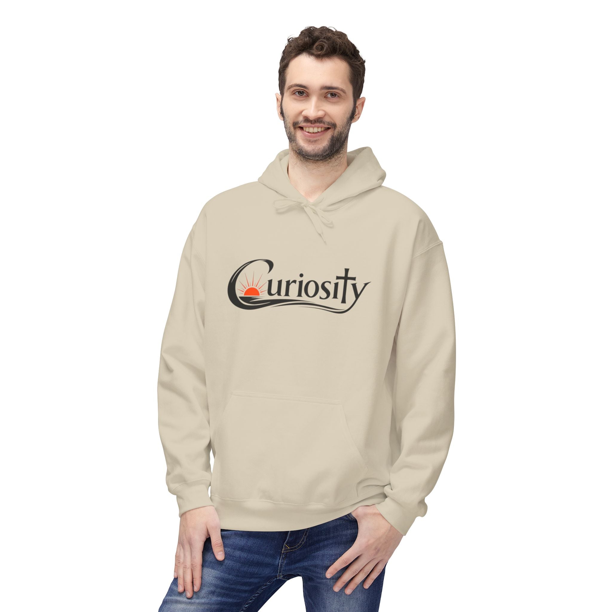 Curiosity Black Logo Hoodie | It starts with a question text