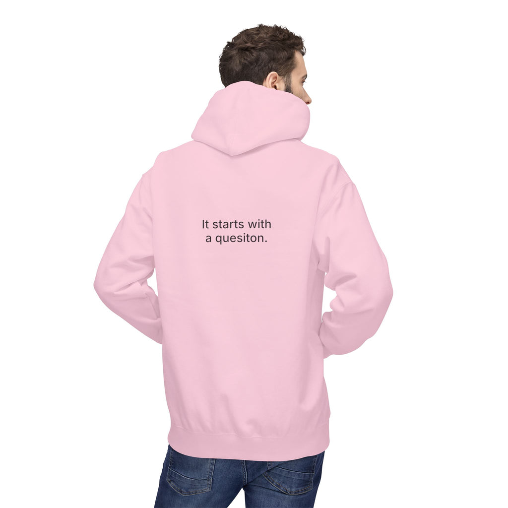 Curiosity Black Logo Hoodie | It starts with a question text
