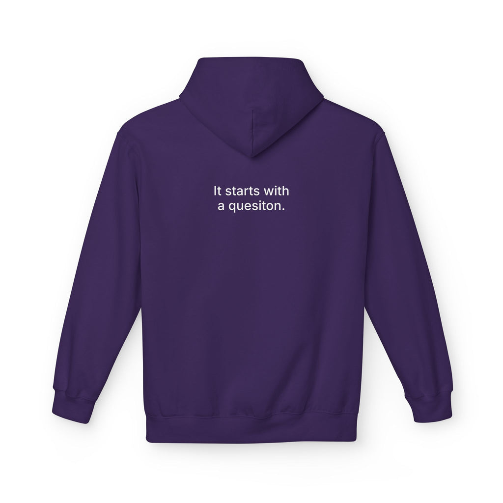 Curiosity Logo Hoodie | It starts with a question text