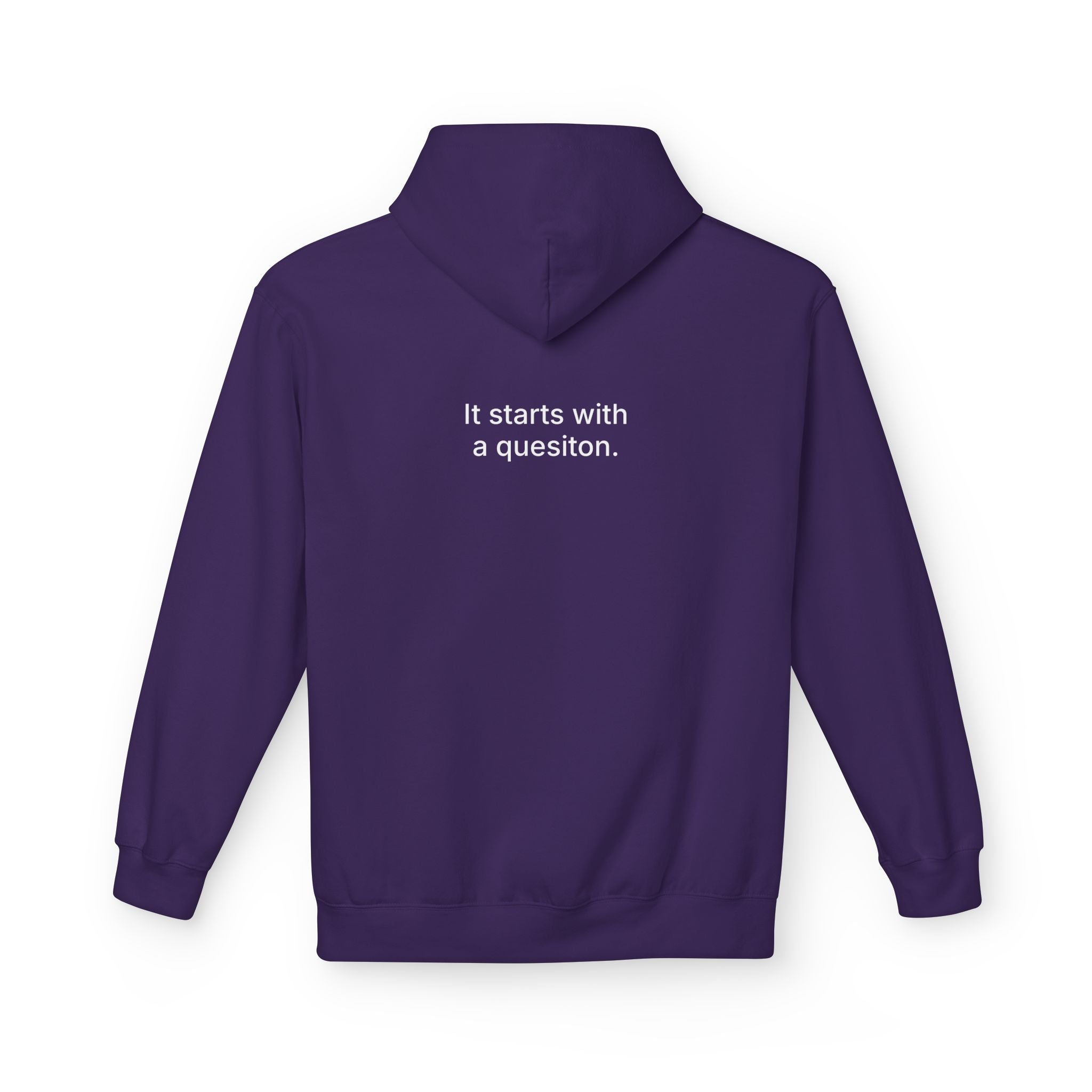 Curiosity Logo Hoodie | It starts with a question text