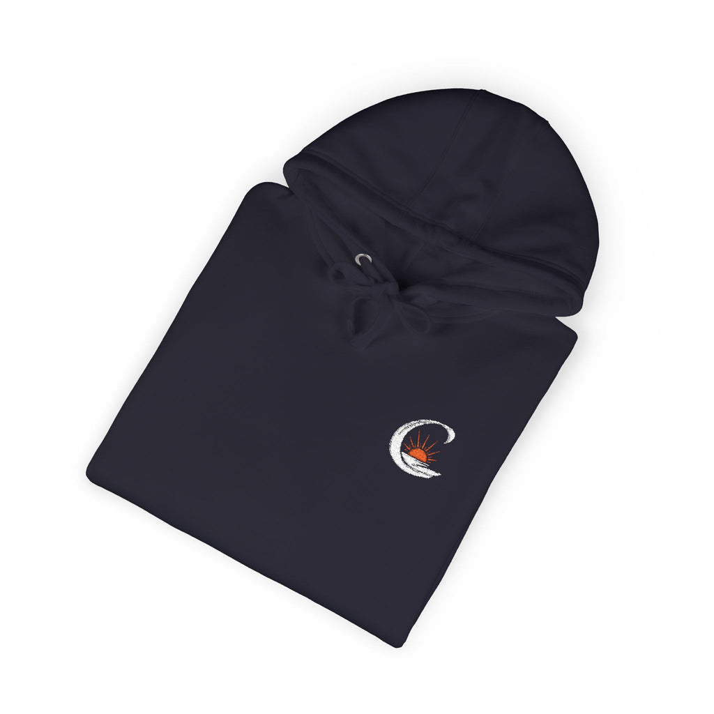 Curiosity White Emblem Hoodie | Small Chest Graphic,  Pullover