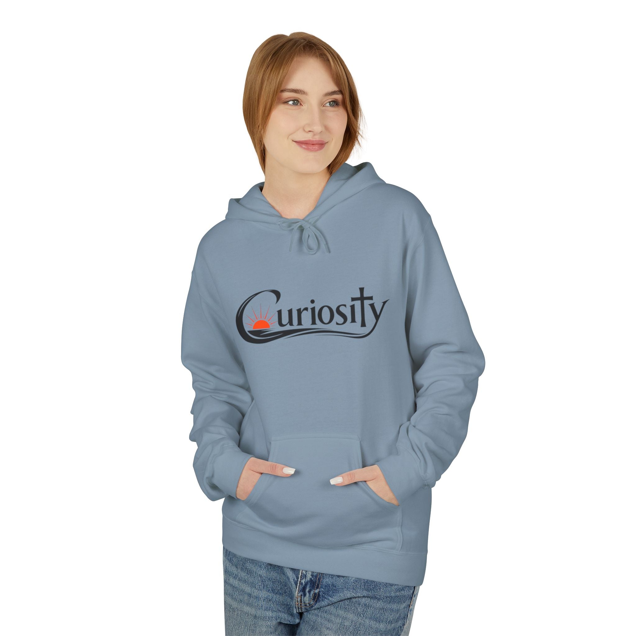 Curiosity Black Logo Hoodie | It starts with a question text