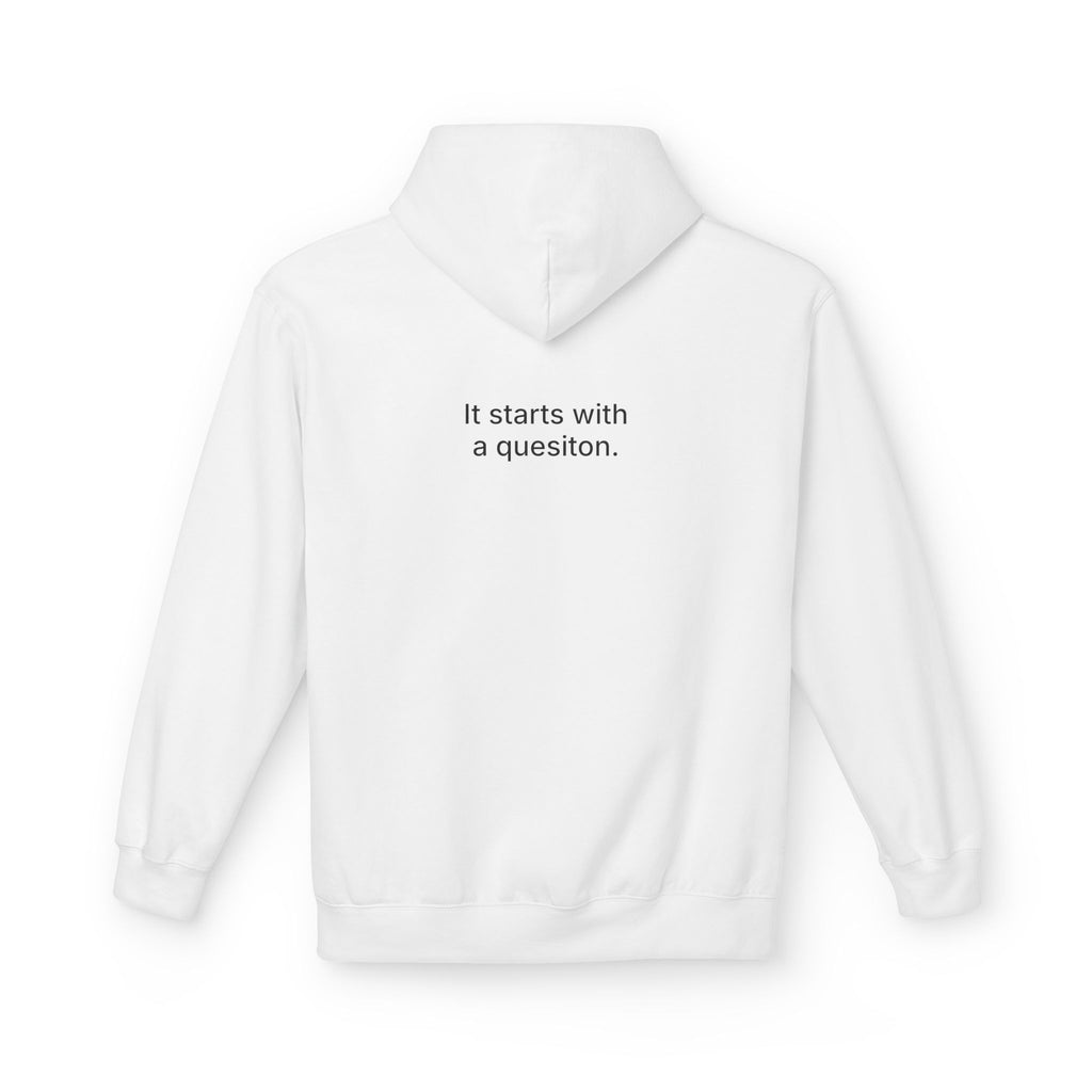 Curiosity Black Logo Hoodie | It starts with a question text