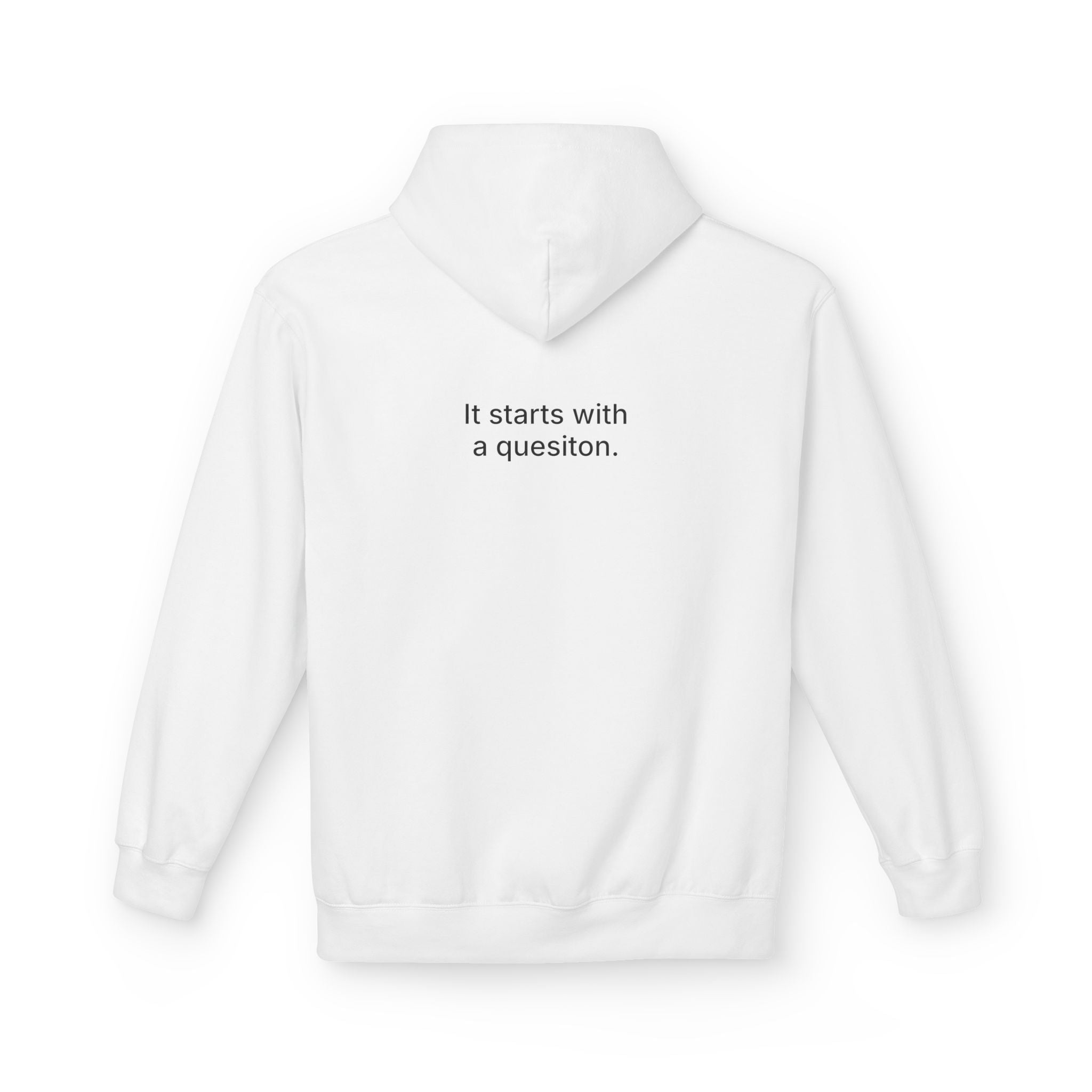 Curiosity Black Logo Hoodie | It starts with a question text