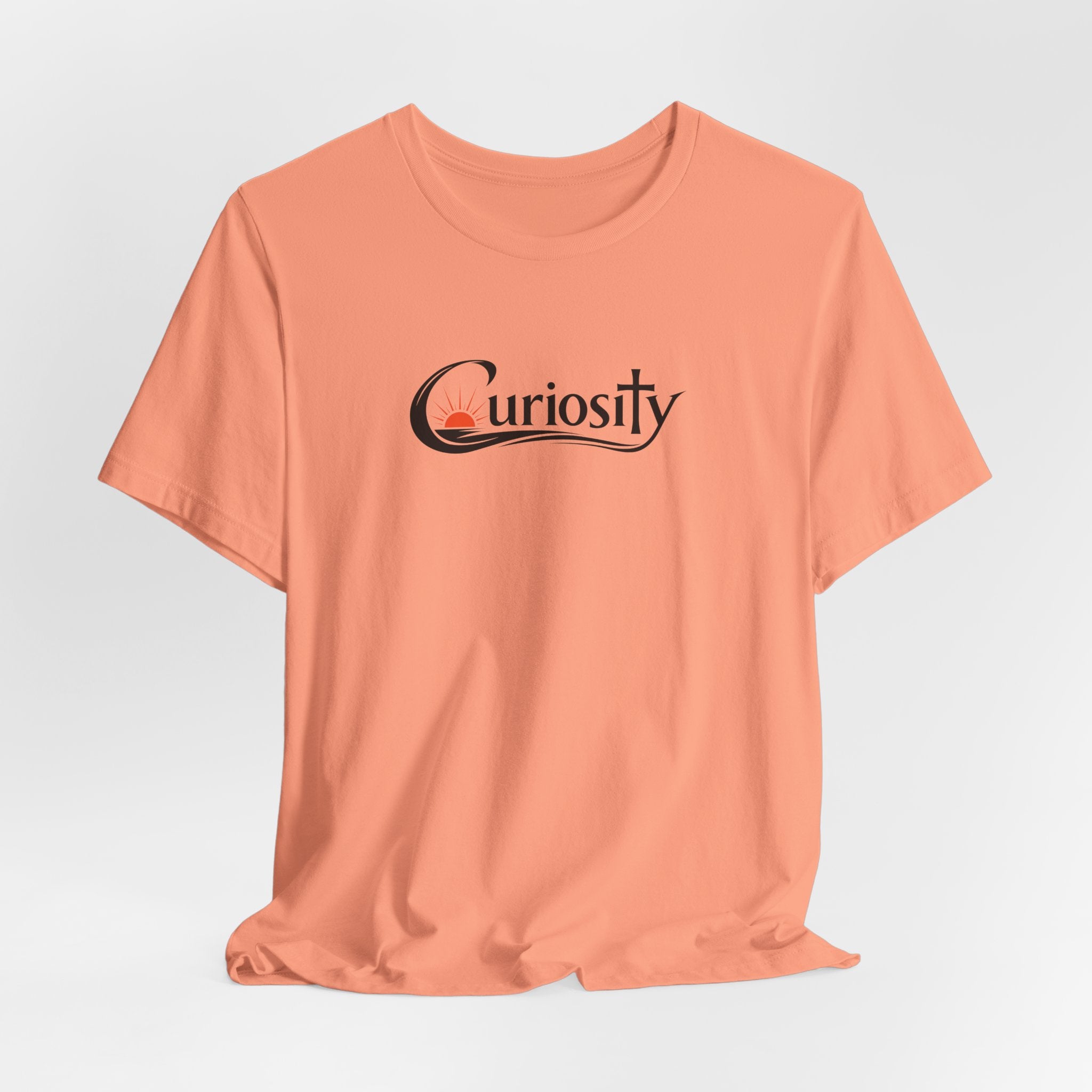 Curiosity Logo Tee | Black Curiosity Text Graphic T-Shirt, Minimal Science Design