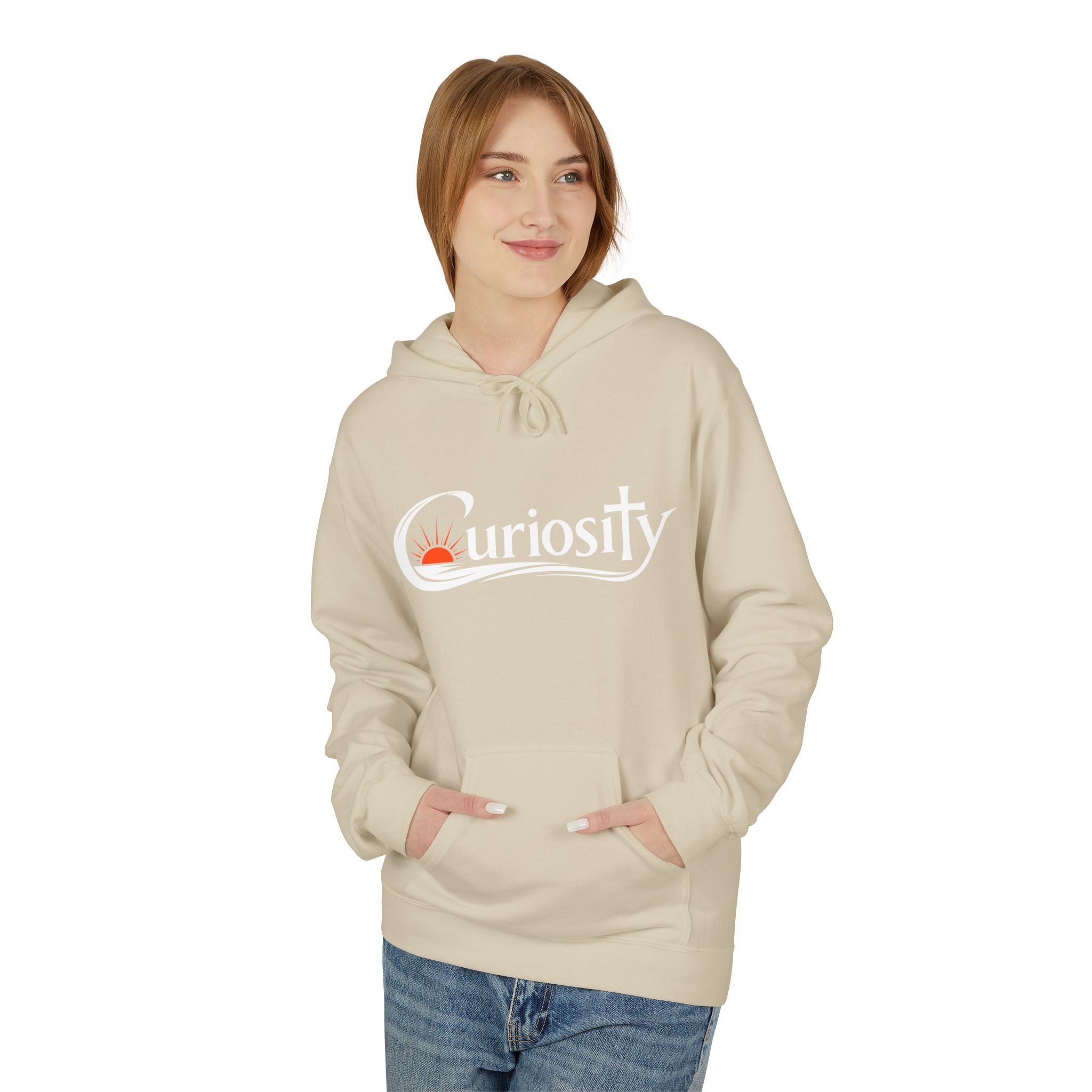 Curiosity Logo Hoodie | It starts with a question text