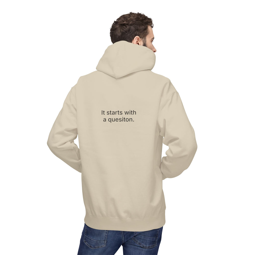 Curiosity Black Logo Hoodie | It starts with a question text