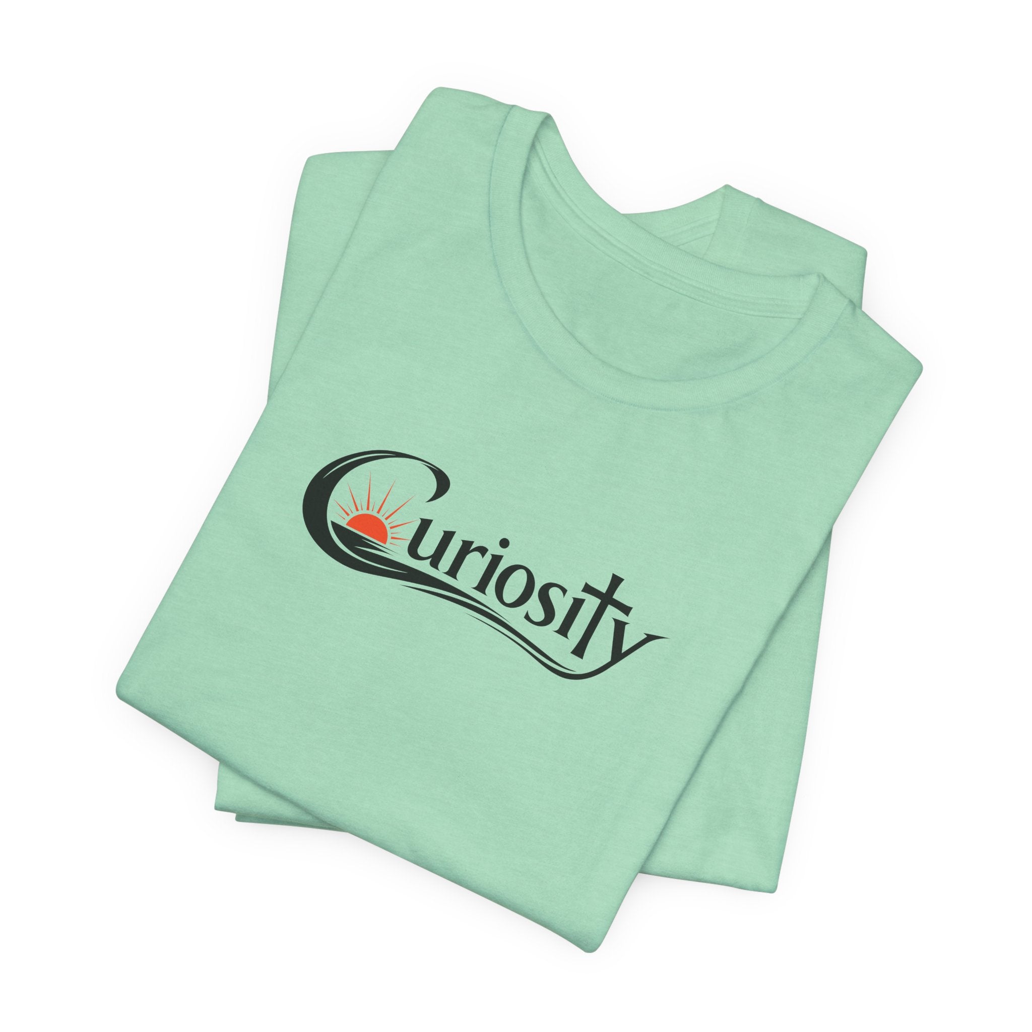 Curiosity Logo Tee | Black Curiosity Text Graphic T-Shirt, Minimal Science Design